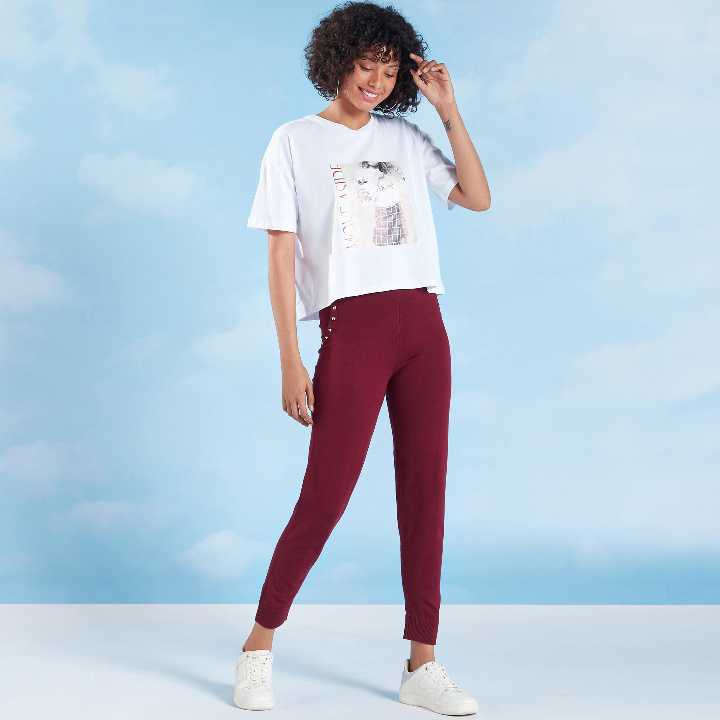 Printed Oversized Crop Top with Crew Neck and Short Sleeves-women-clothing-tshirts-image-2