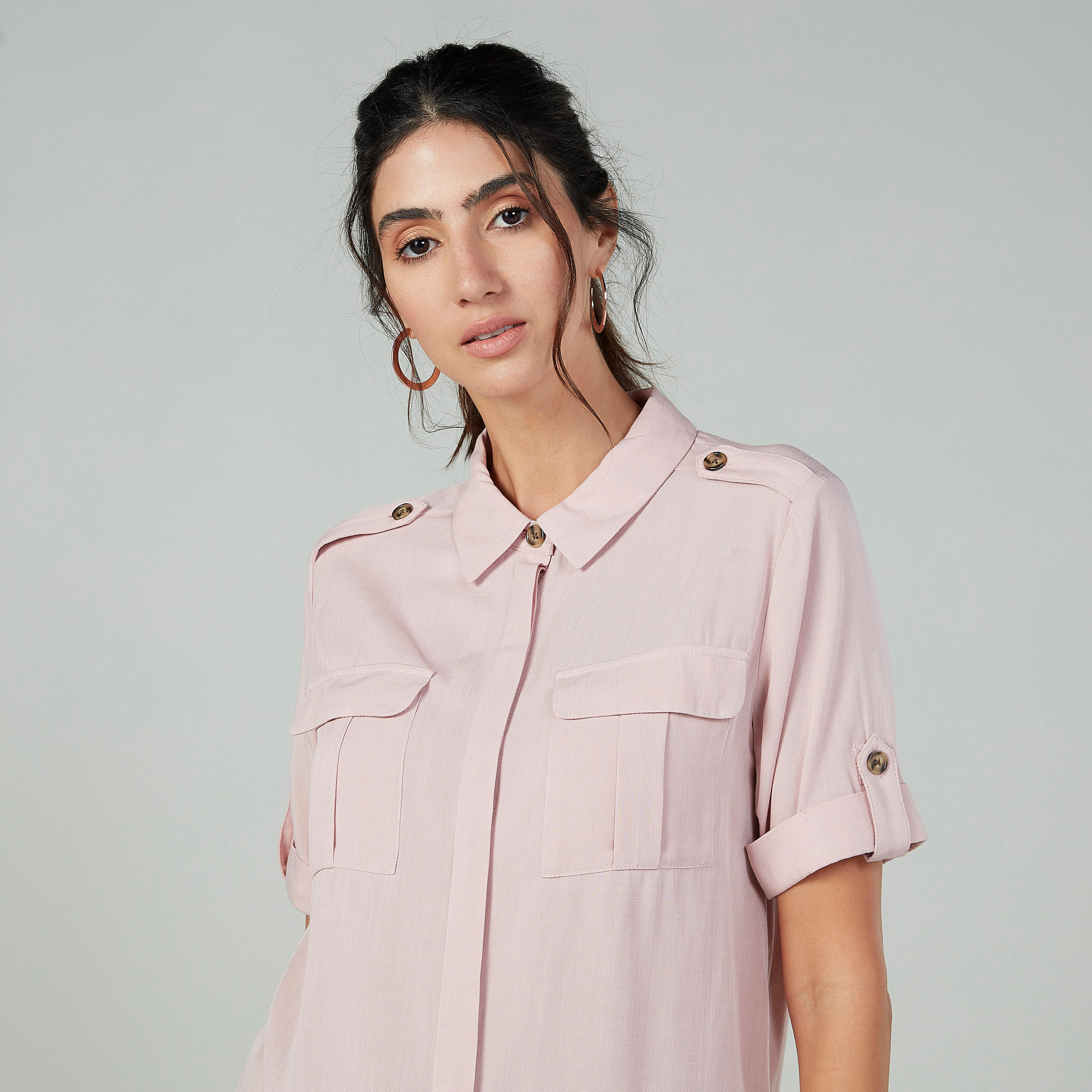 قميص بارز الملمس بياقة عاديّة وأكمام واسعة-women-clothing-shirtsandblouses-shirts-image-3