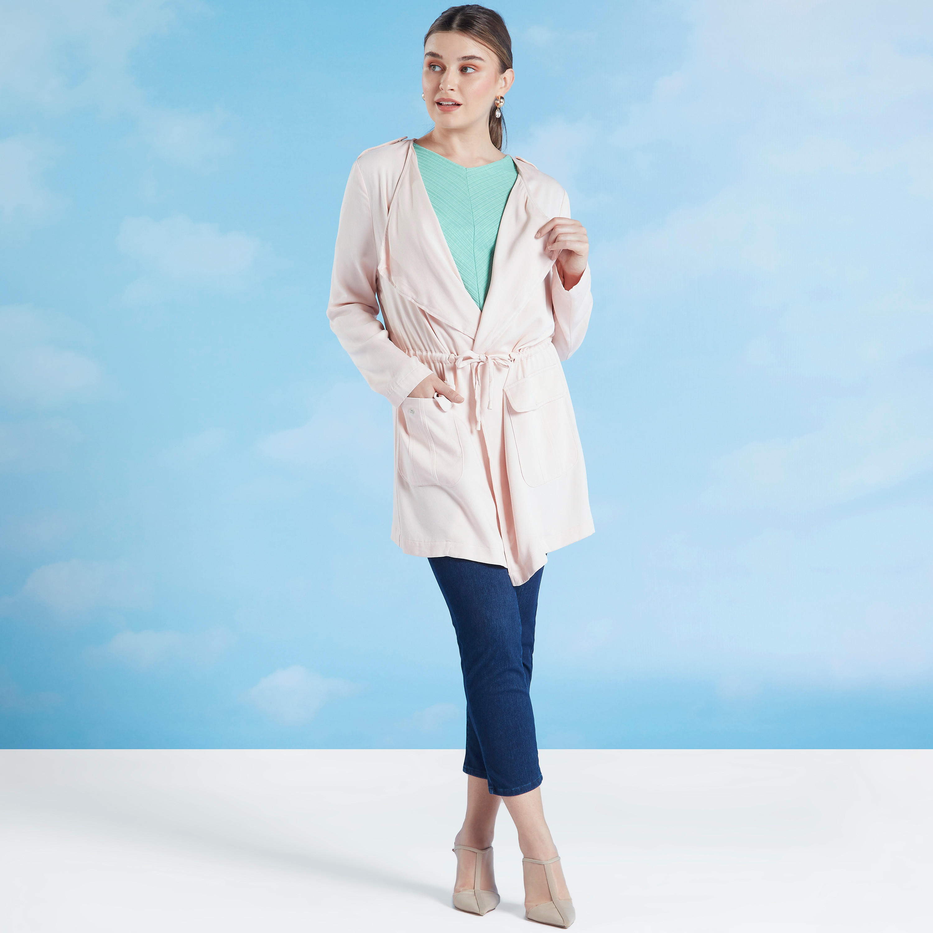 كارديجان طويل سادة بأكمام طويلة وجيوب-women-winterwear-coatsandjackets-jackets-image-2