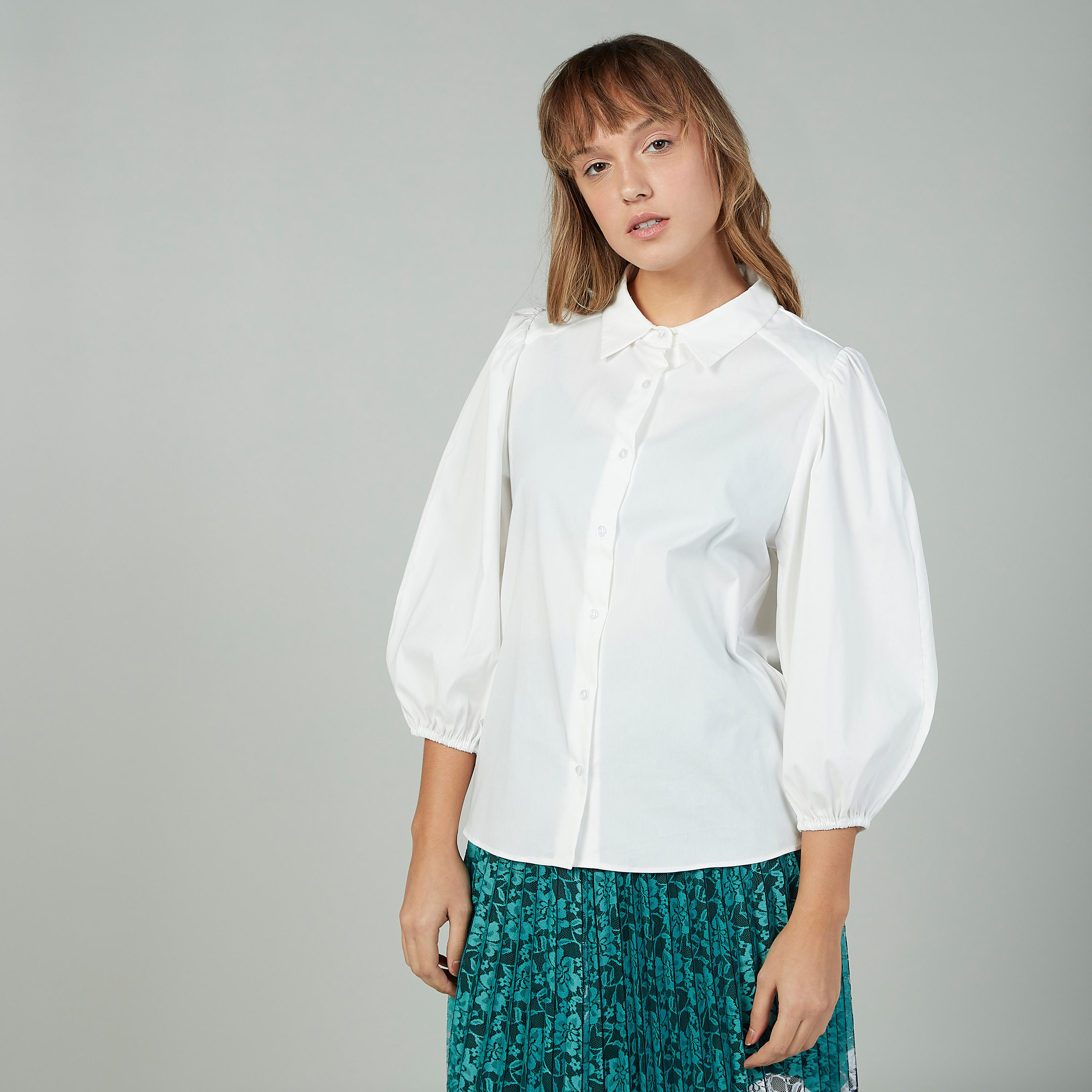 قميص سادة بياقة عاديّة وأكمام طويلة-women-clothing-shirtsandblouses-shirts-image-1