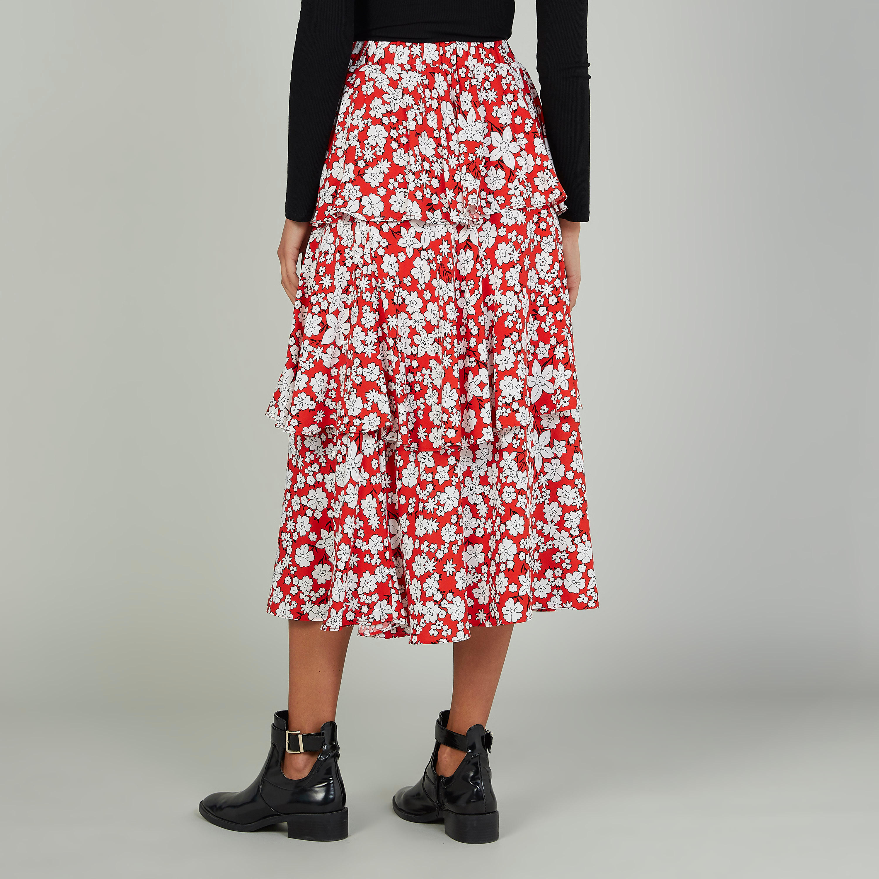 تنورة إيه لاين متوسطة الطول بخصر مطّاطي وطبعات-women-clothing-bottoms-skirts-image-4