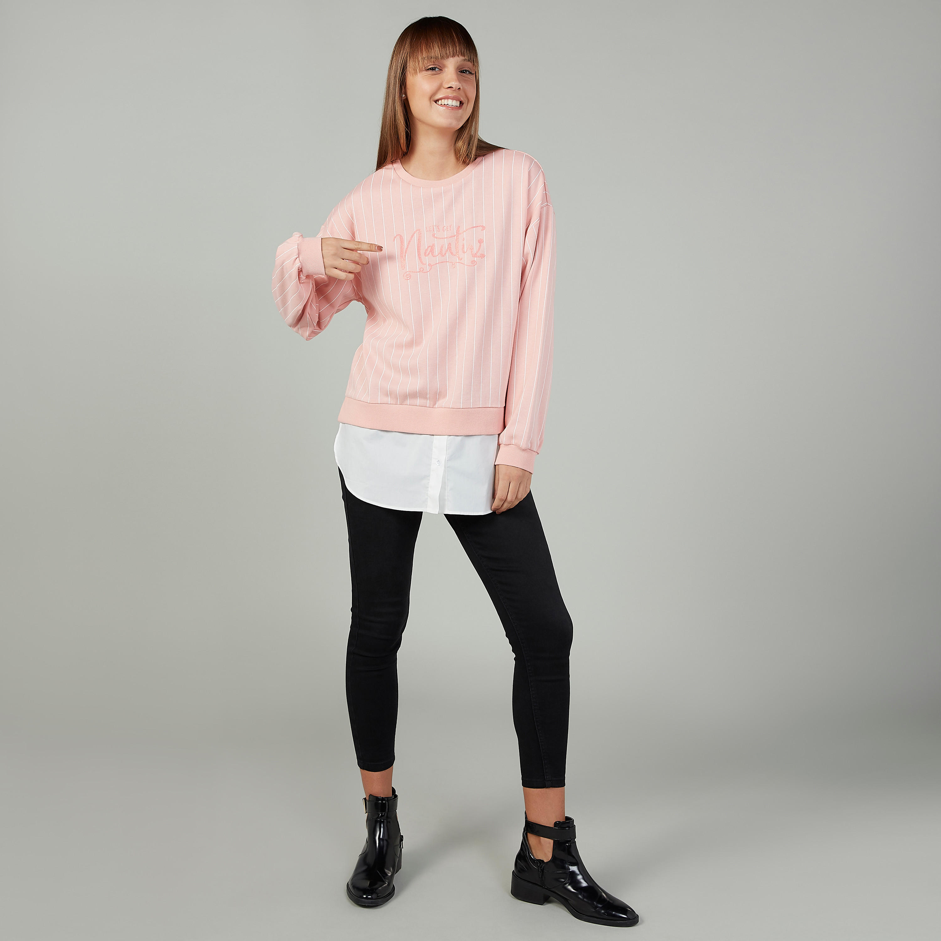 سويت شيرت مخطط بياقة ضيقة بأكمام طويلة-women-clothing-cardigansandjumpers-jumpers-image-2