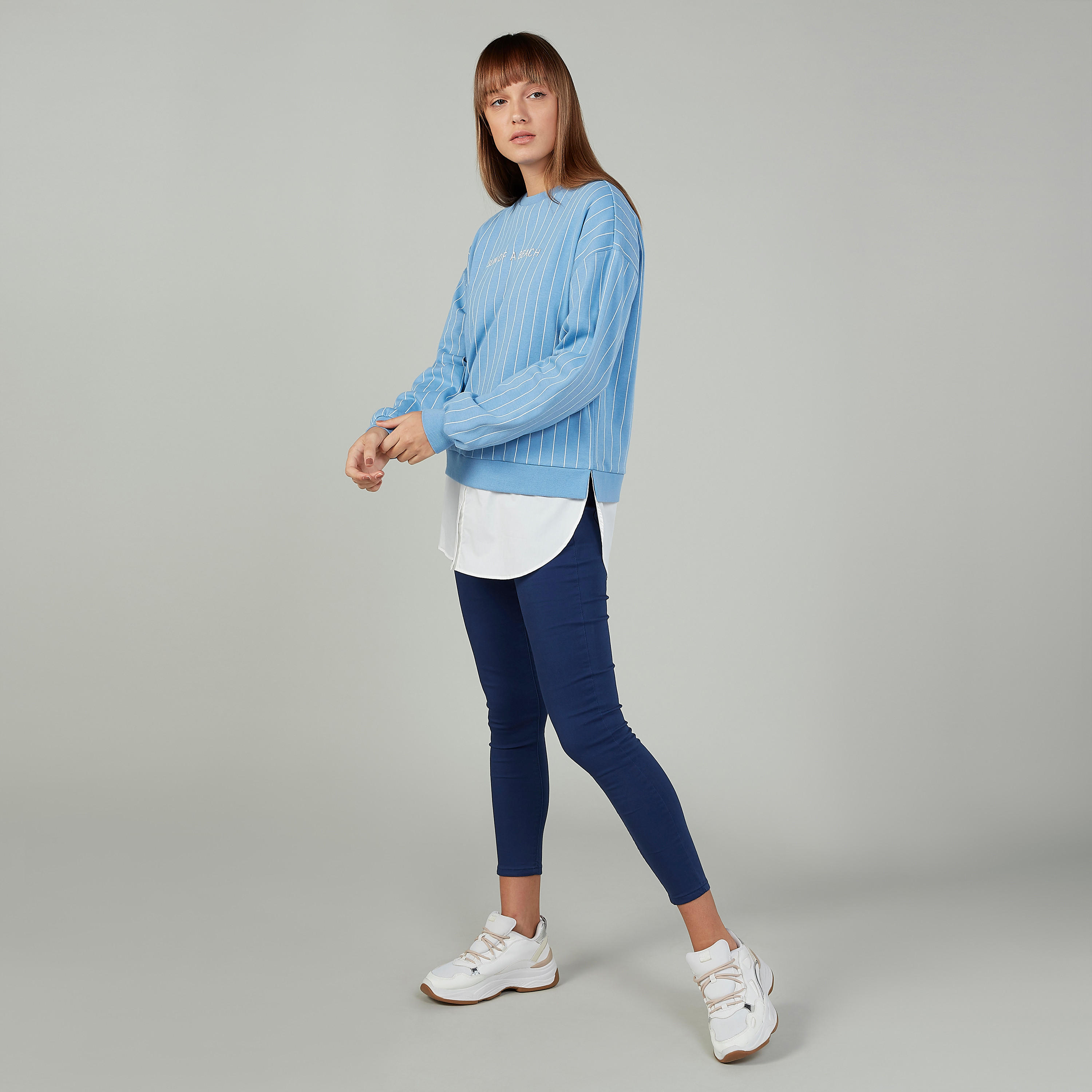 سويت شيرت مقلّم بياقة ضيّقة وأكمام طويلة-women-clothing-cardigansandjumpers-jumpers-image-2