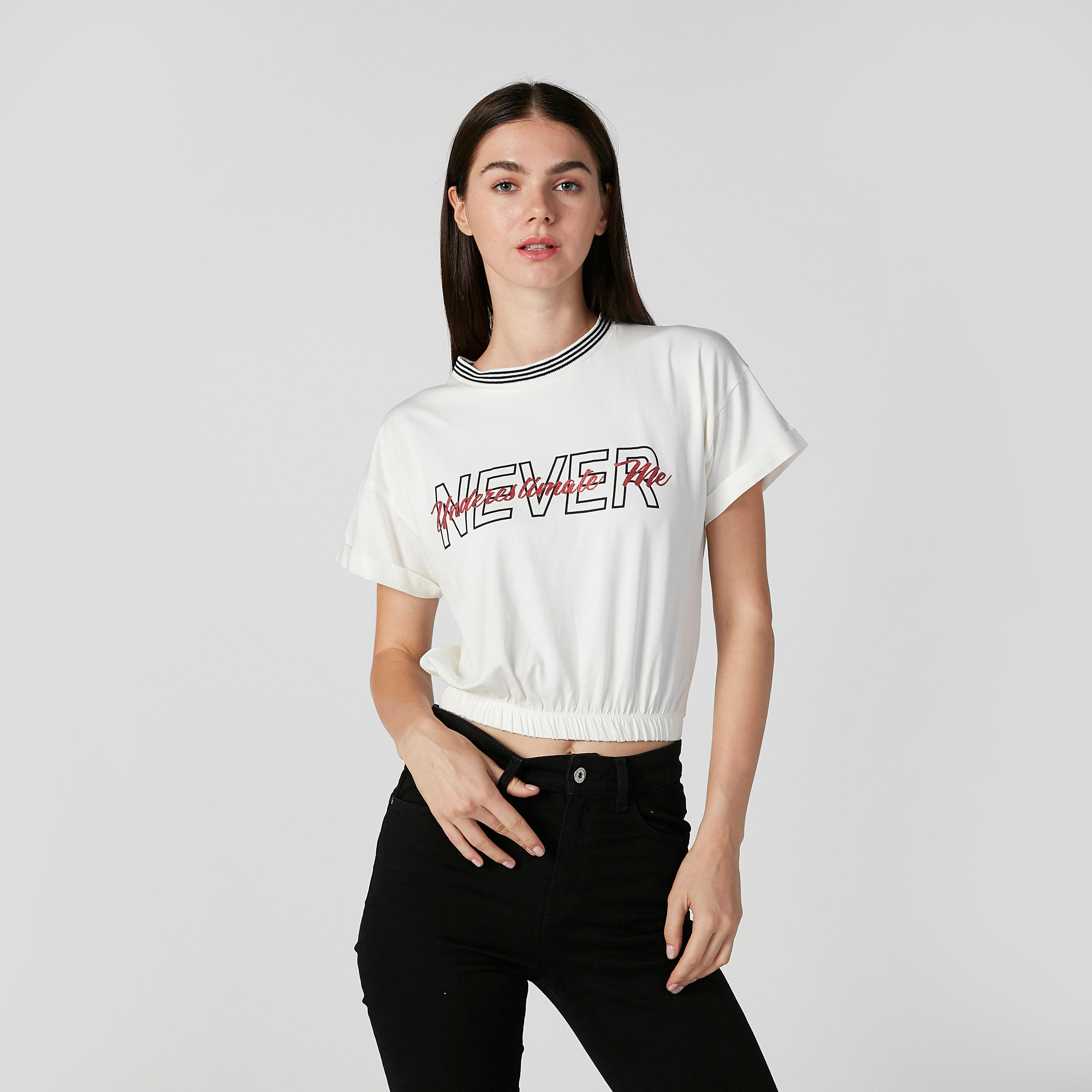 Printed Cropped T-shirt with Round Neck and Short Sleeves-women-clothing-tshirts-image-1