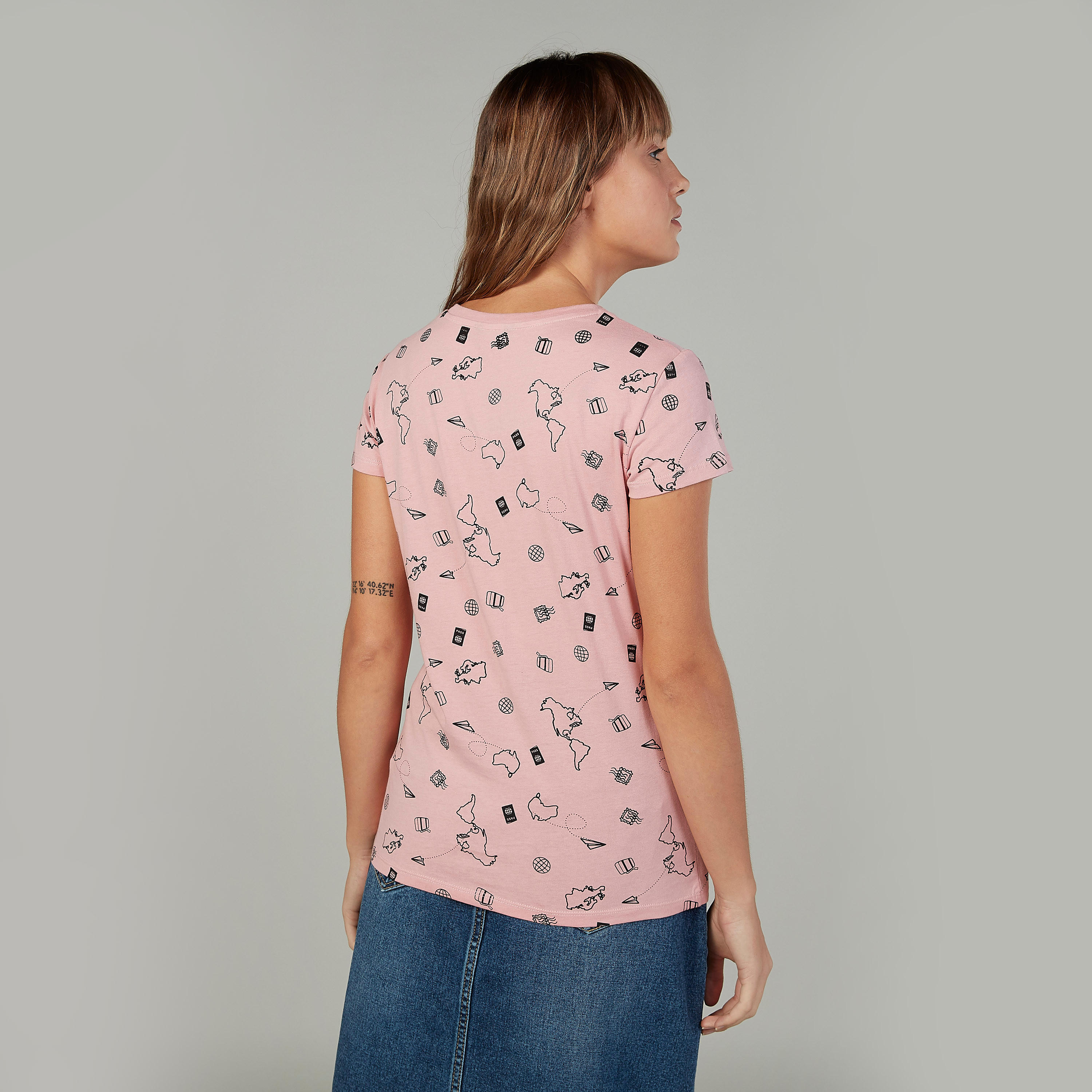 Printed Crew Neck T-shirt with Short Sleeves-women-clothing-tshirts-image-4