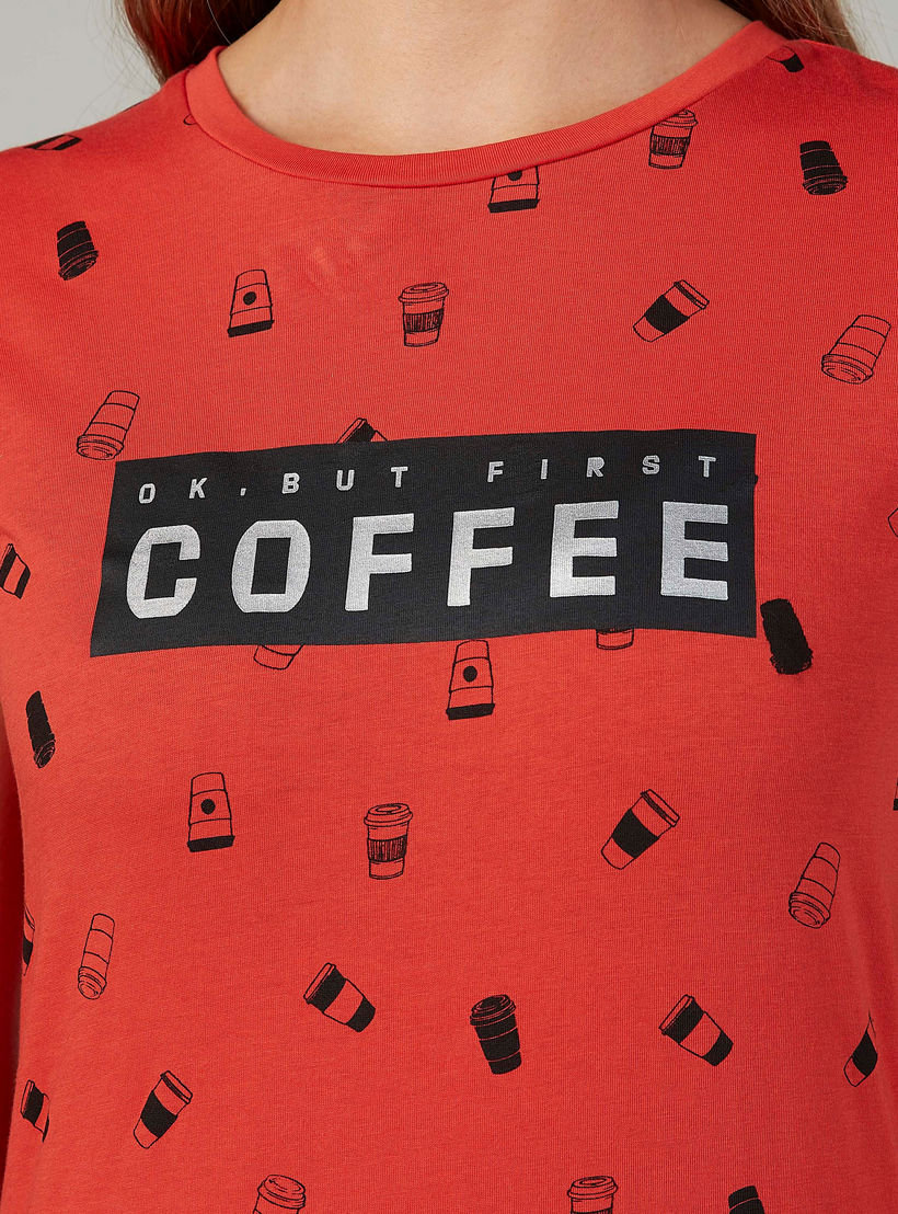 Printed Crew Neck T-shirt with Short Sleeves-women-clothing-tshirts-image-3