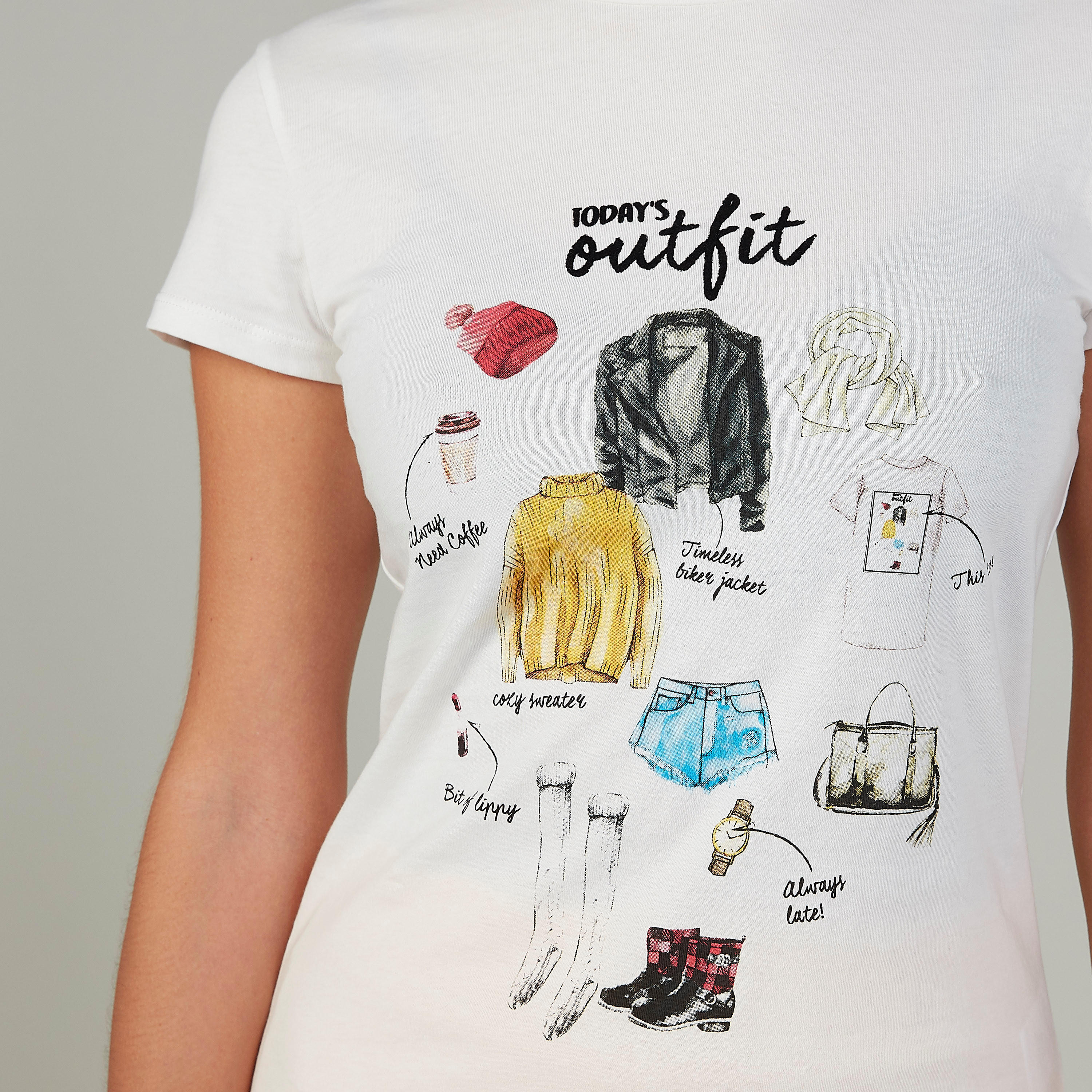 Printed Crew Neck T-shirt with Cap Sleeves-women-clothing-tshirts-image-3