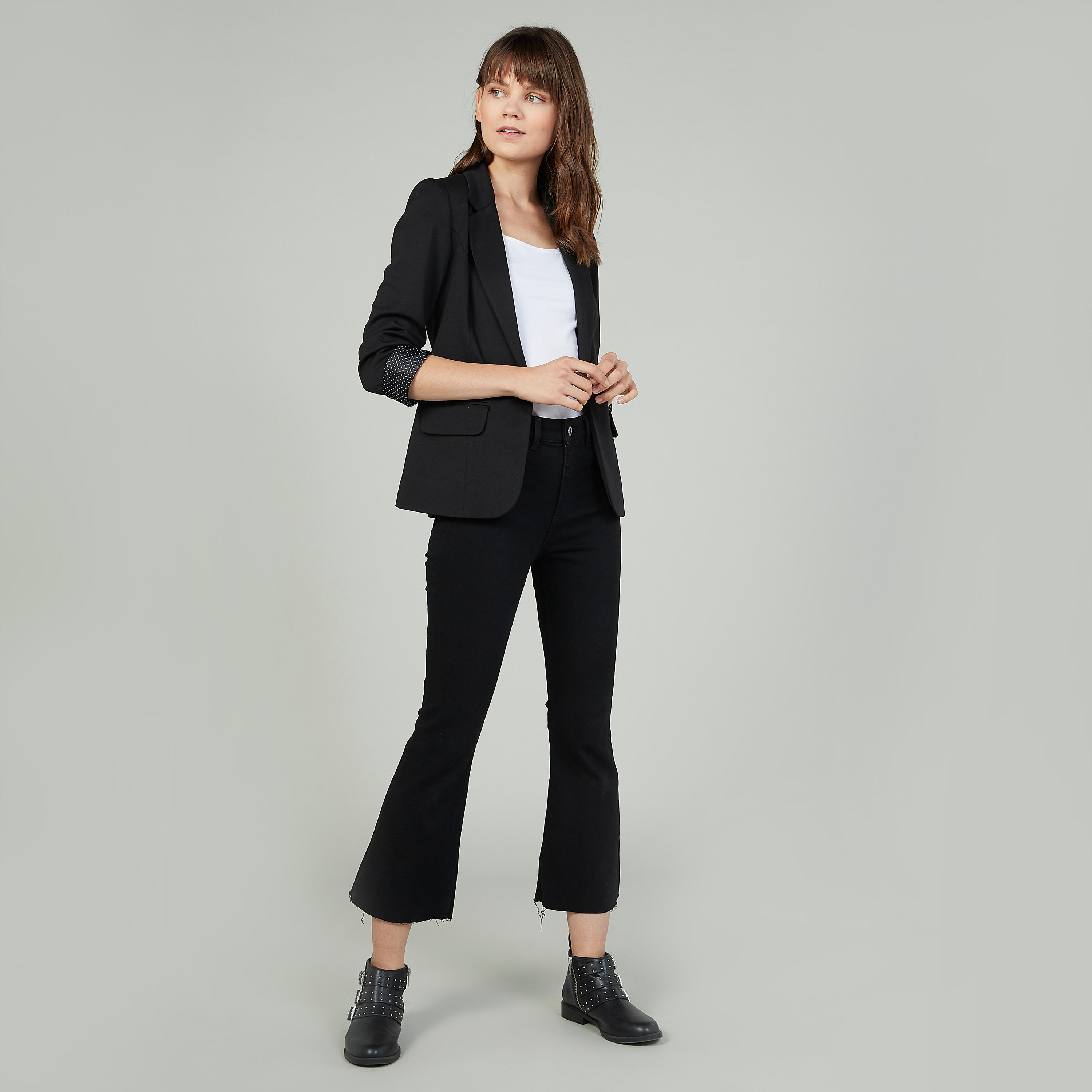 Plain Jacket with Notched Lapel and Long Sleeves-women-clothing-coatsandjackets-blazers-image-2