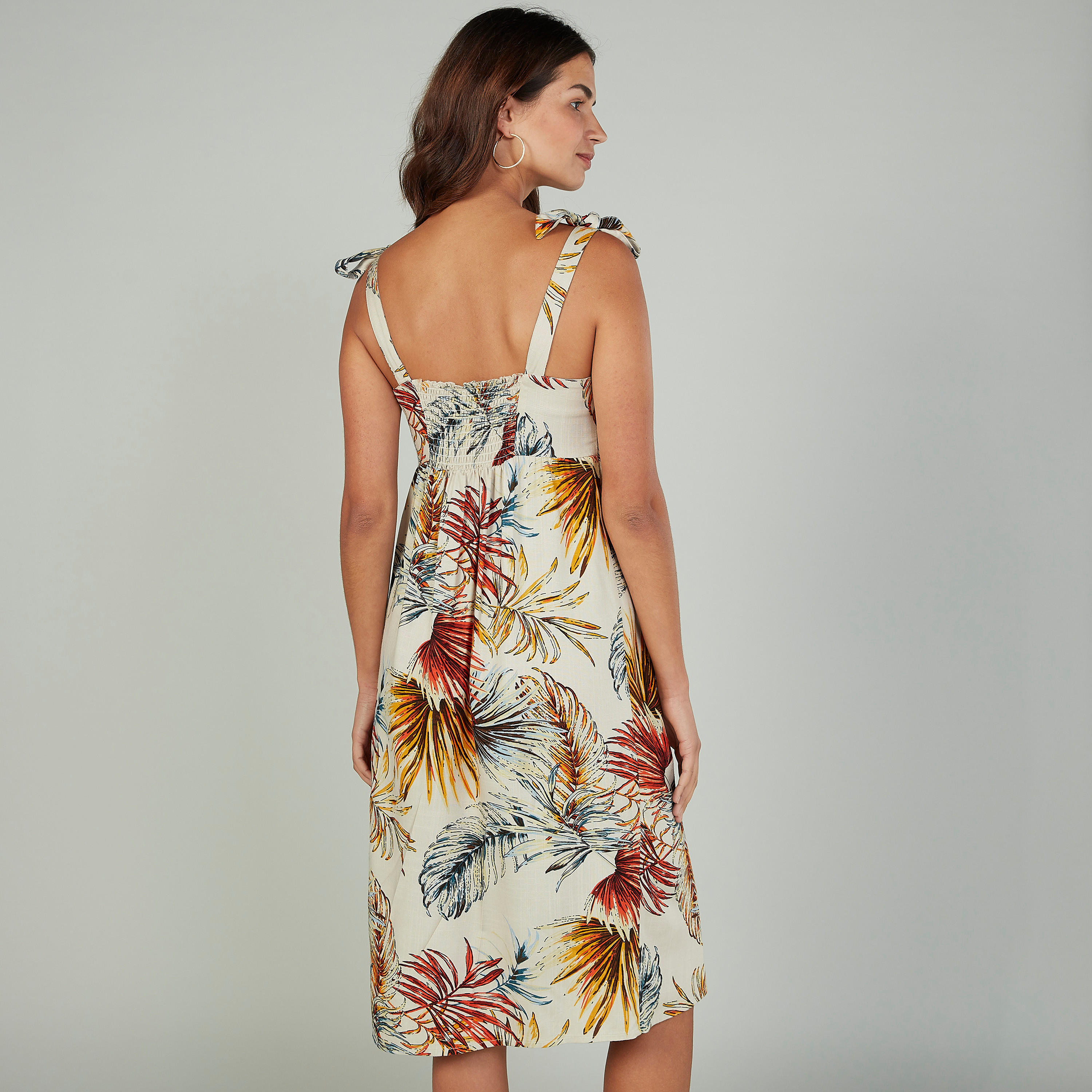 Printed Midi A-line Sleeveless Dress with Button Detail-women-clothing-dresses-image-5