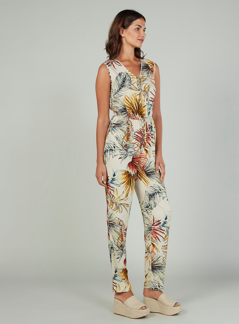 افرول بدون أكمام بطبعة زهور بفتحة رقبة على شكل V وتفاصيل جيب-women-clothing-jumpsuits-image-2