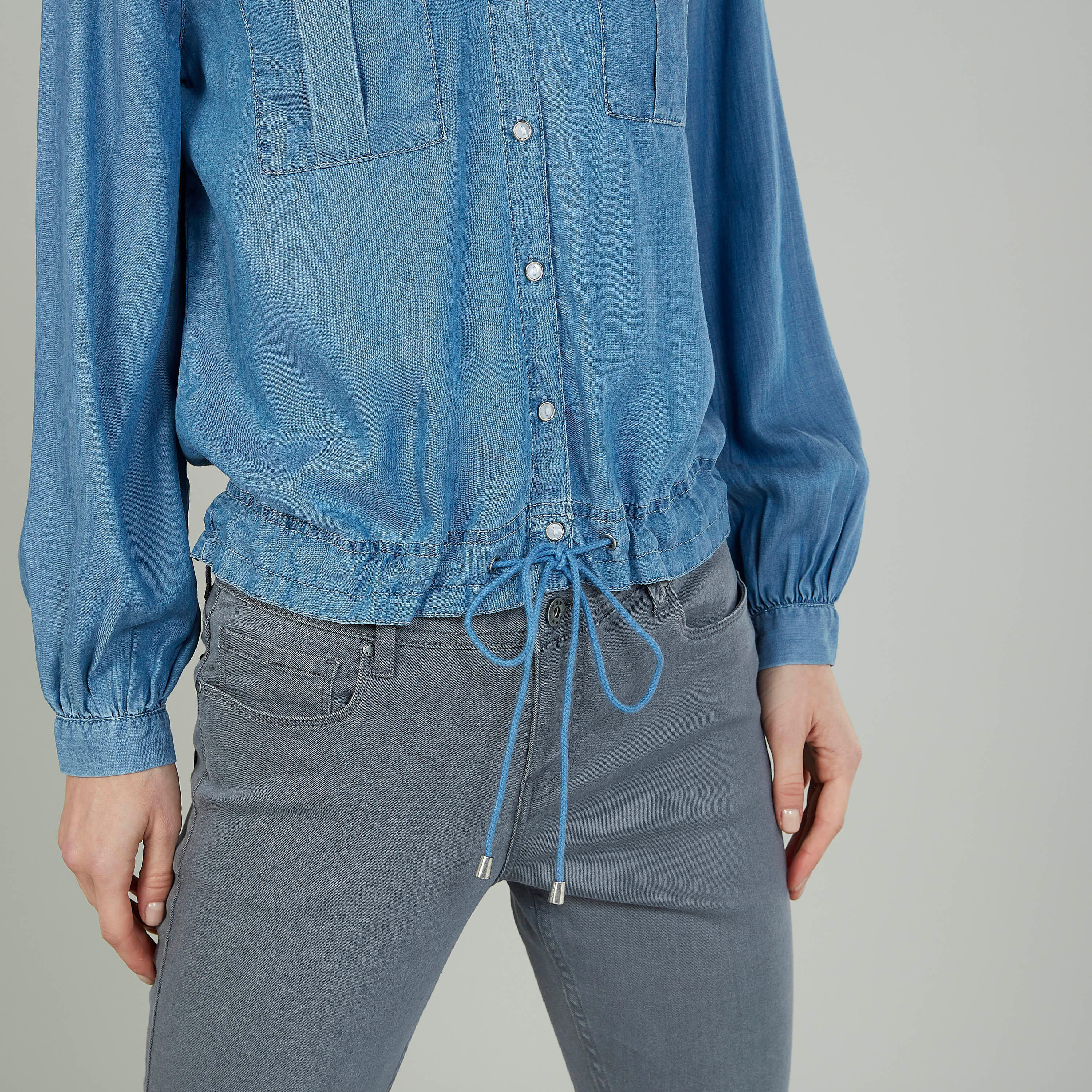 قميص سادة بياقة ماندارين وأكمام طويلة-women-clothing-shirtsandblouses-shirts-image-3