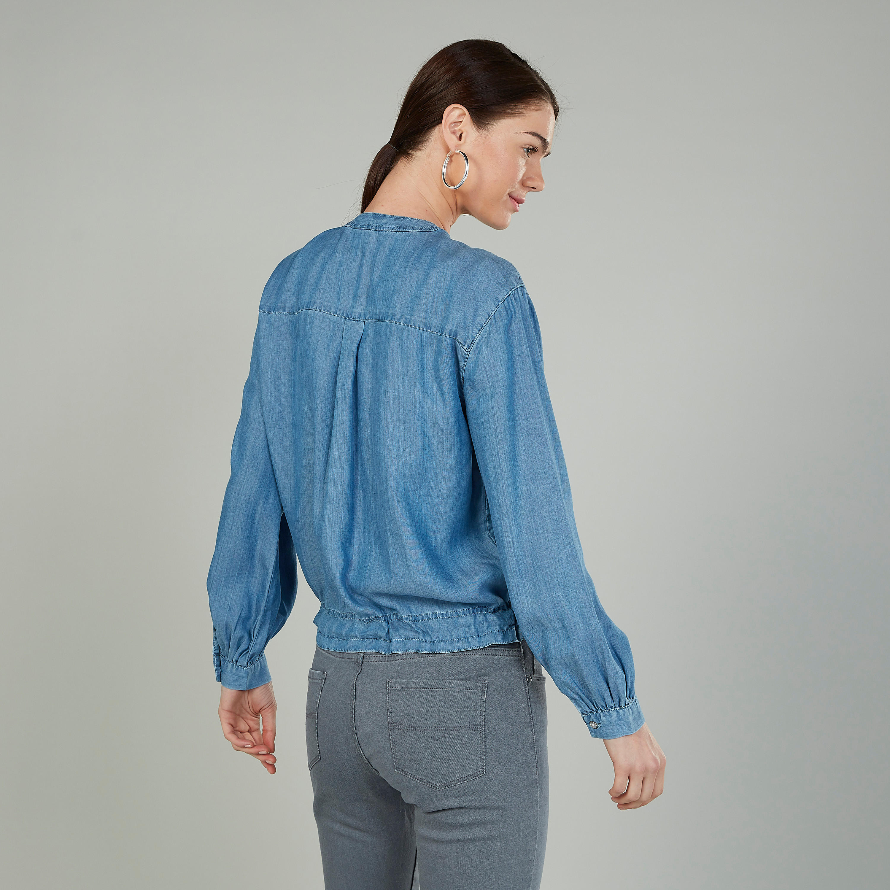 قميص سادة بياقة ماندارين وأكمام طويلة-women-clothing-shirtsandblouses-shirts-image-4
