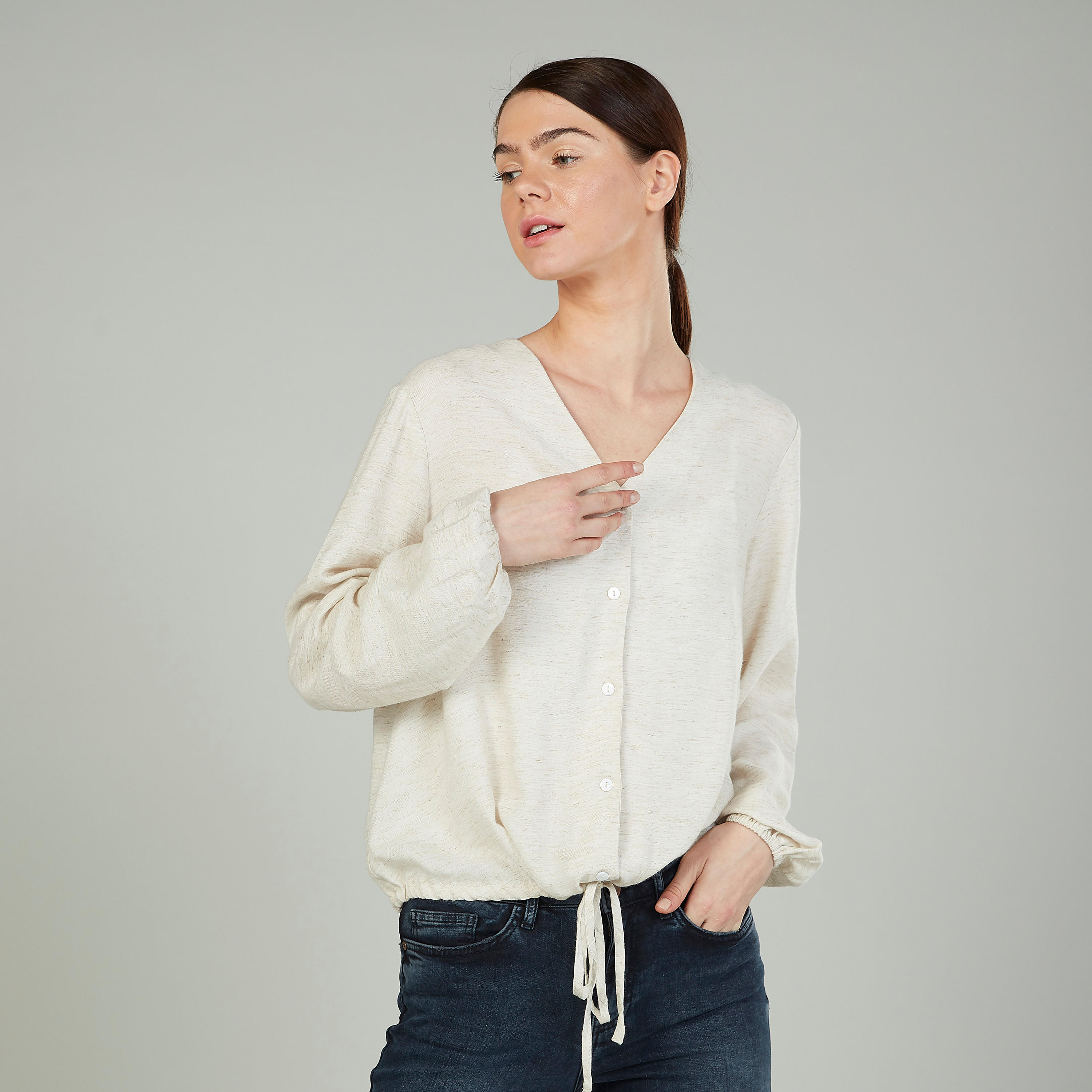 قميص سادة بأكمام طويلة وأربطة-women-clothing-shirtsandblouses-shirts-image-4
