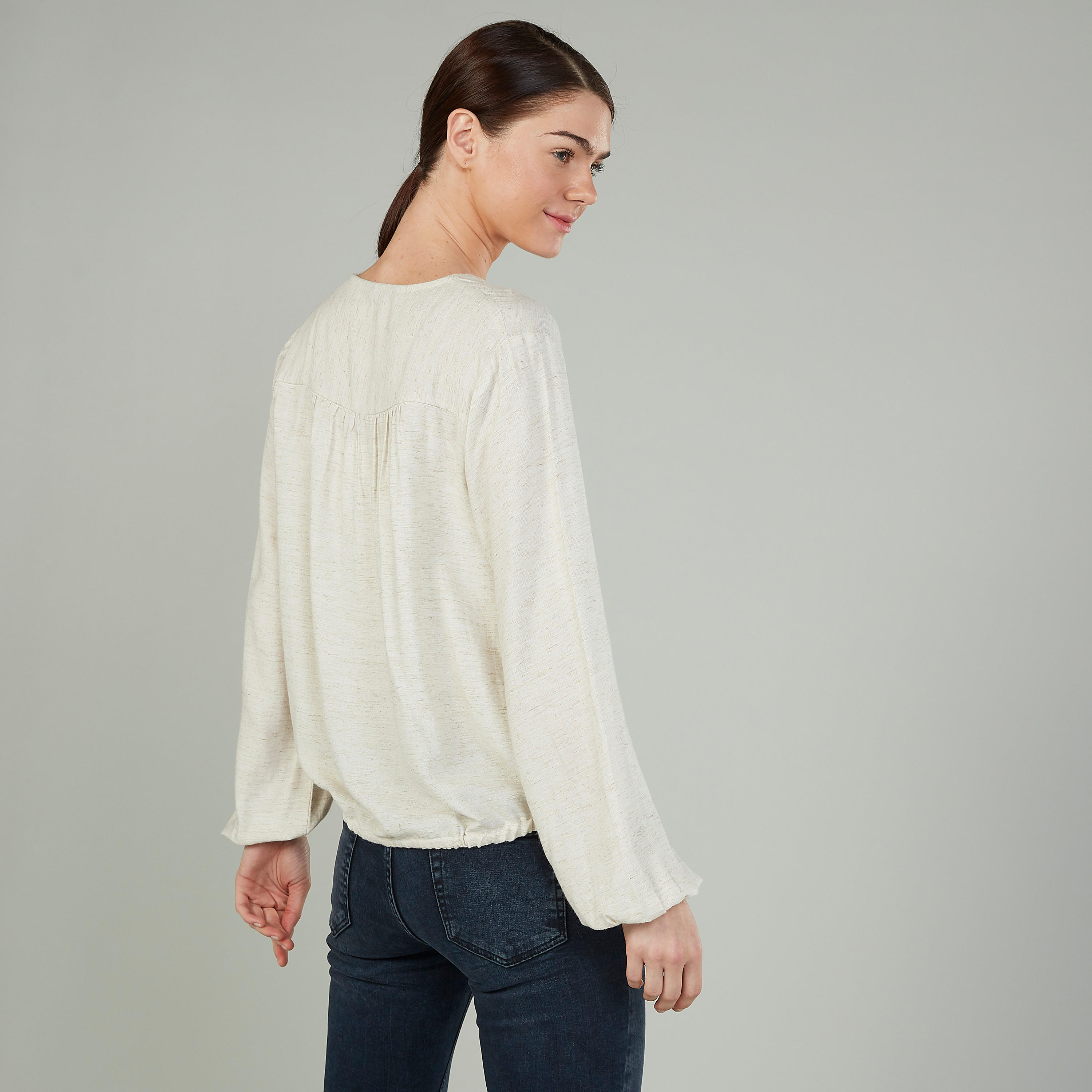 قميص سادة بأكمام طويلة وأربطة-women-clothing-shirtsandblouses-shirts-image-2