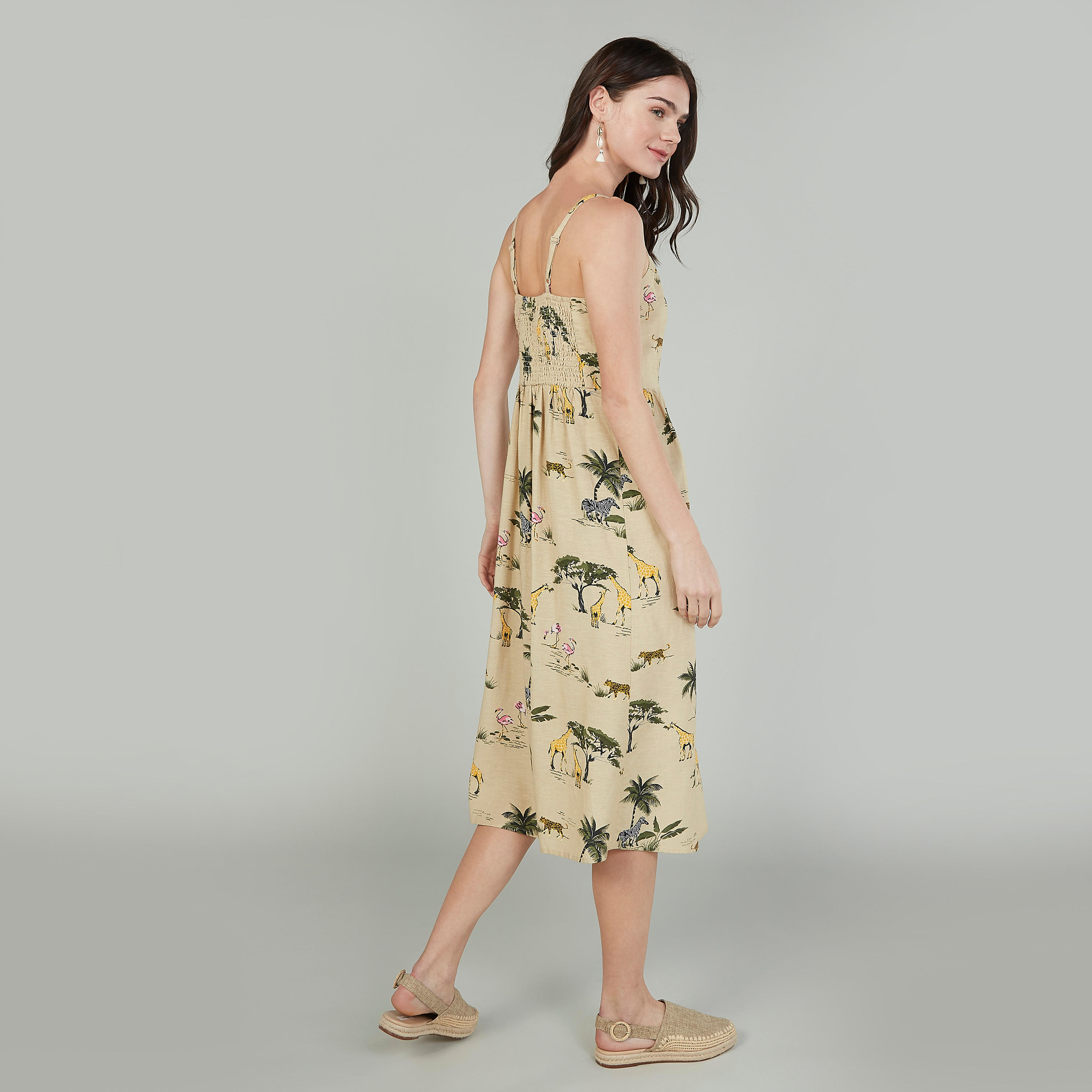 Printed Midi A-line Dress with Spaghetti Straps-women-clothing-dresses-image-2