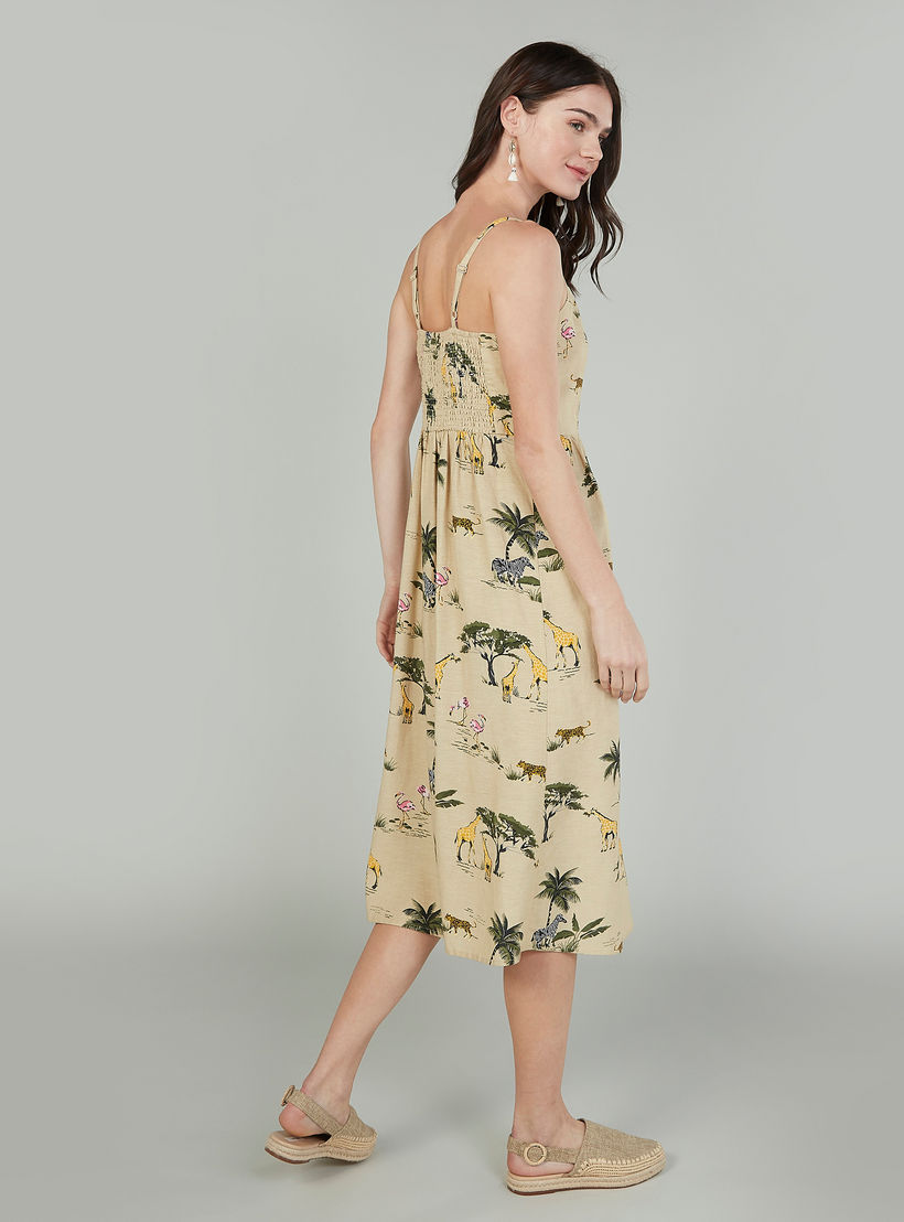 Printed Midi A-line Dress with Spaghetti Straps-women-clothing-dresses-image-2