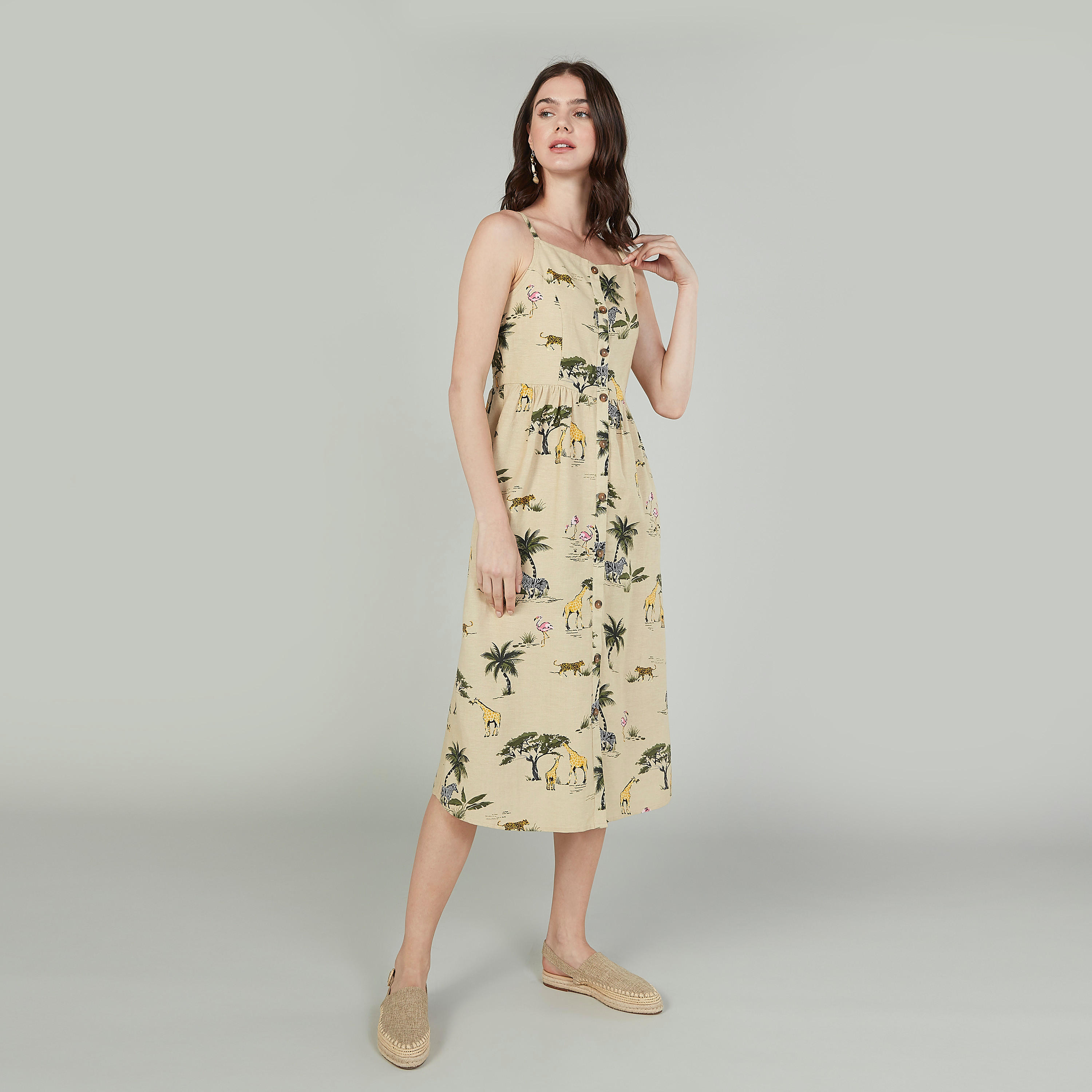 Printed Midi A-line Dress with Spaghetti Straps-women-clothing-dresses-image-4