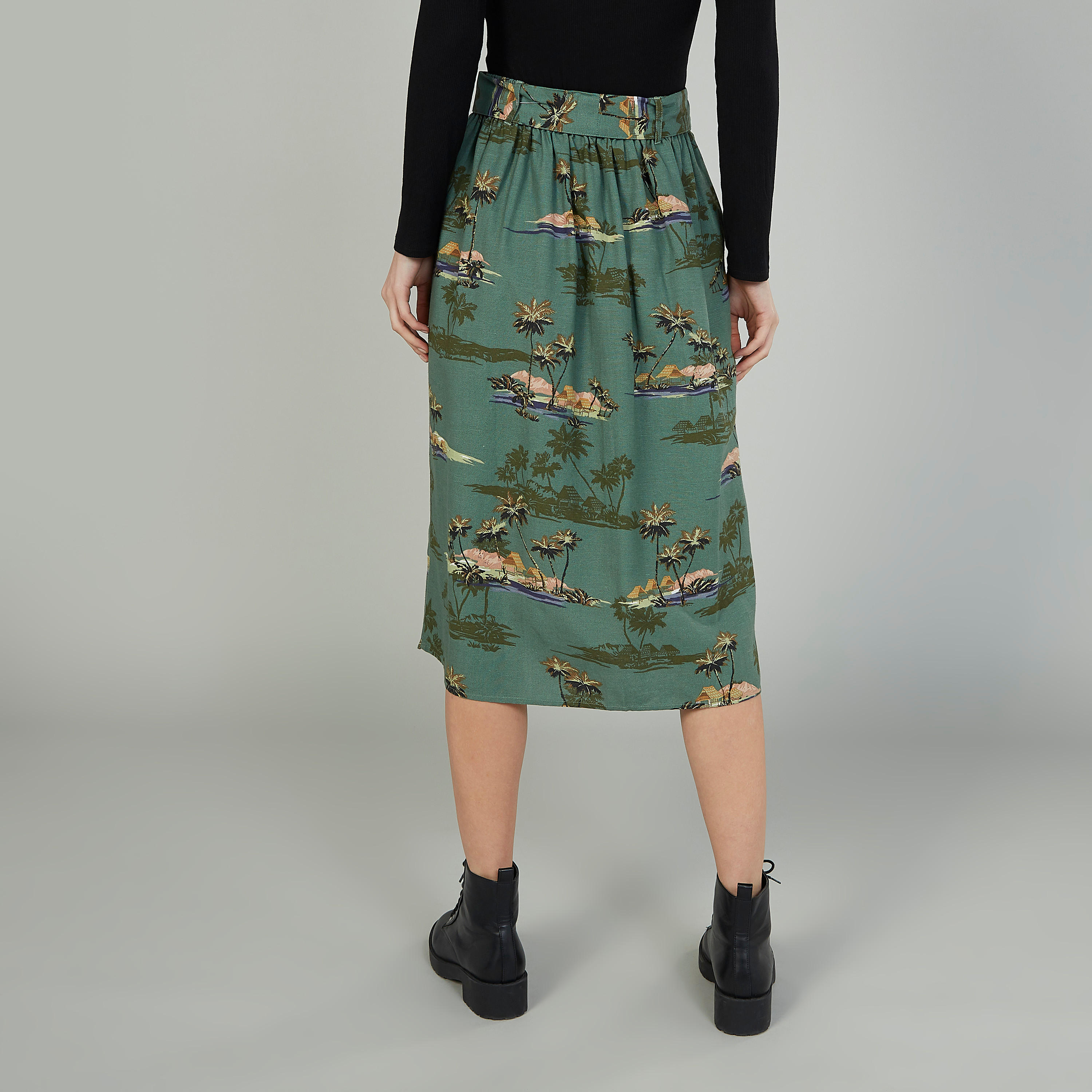 Printed Midi A-line Skirt with Button Detail-women-clothing-bottoms-skirts-image-4