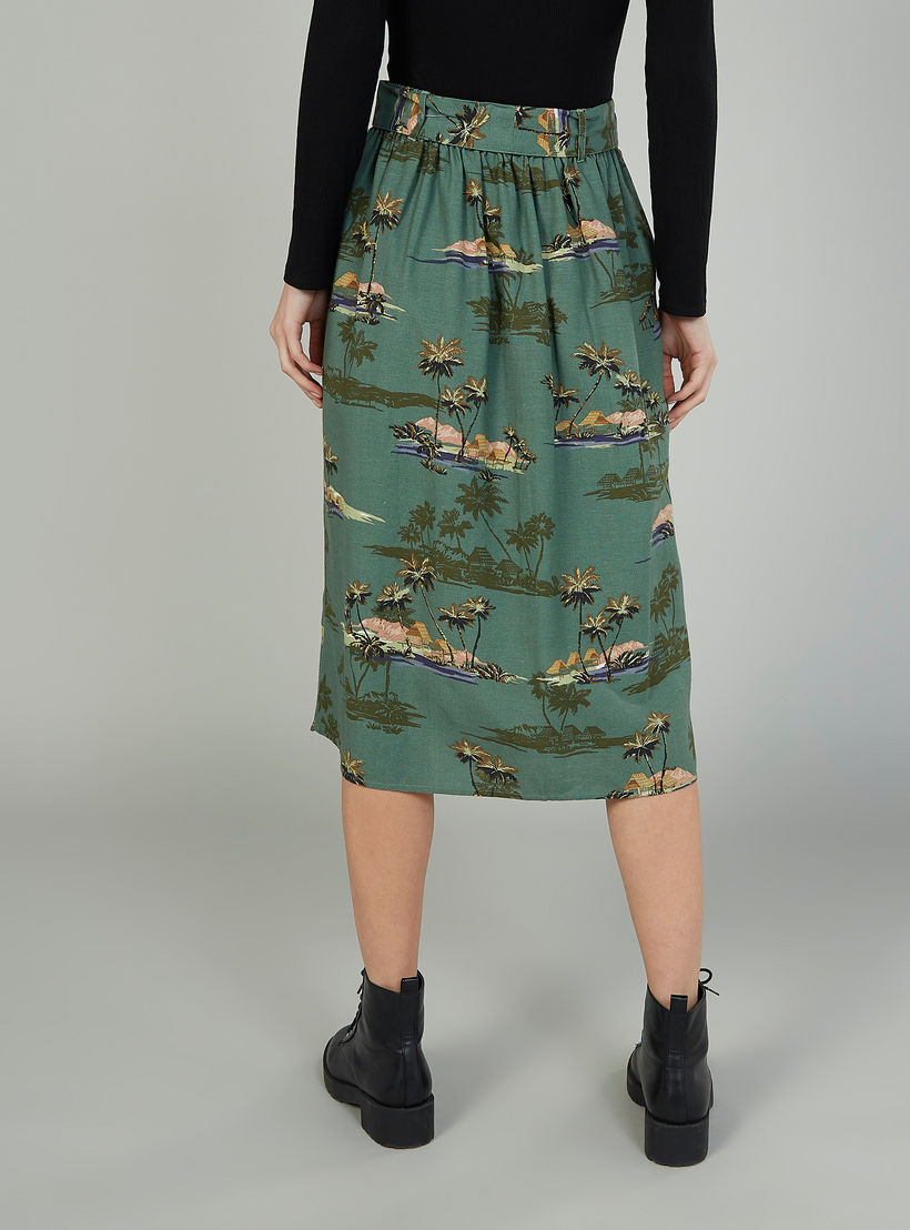 Printed Midi A-line Skirt with Button Detail-women-clothing-bottoms-skirts-image-4