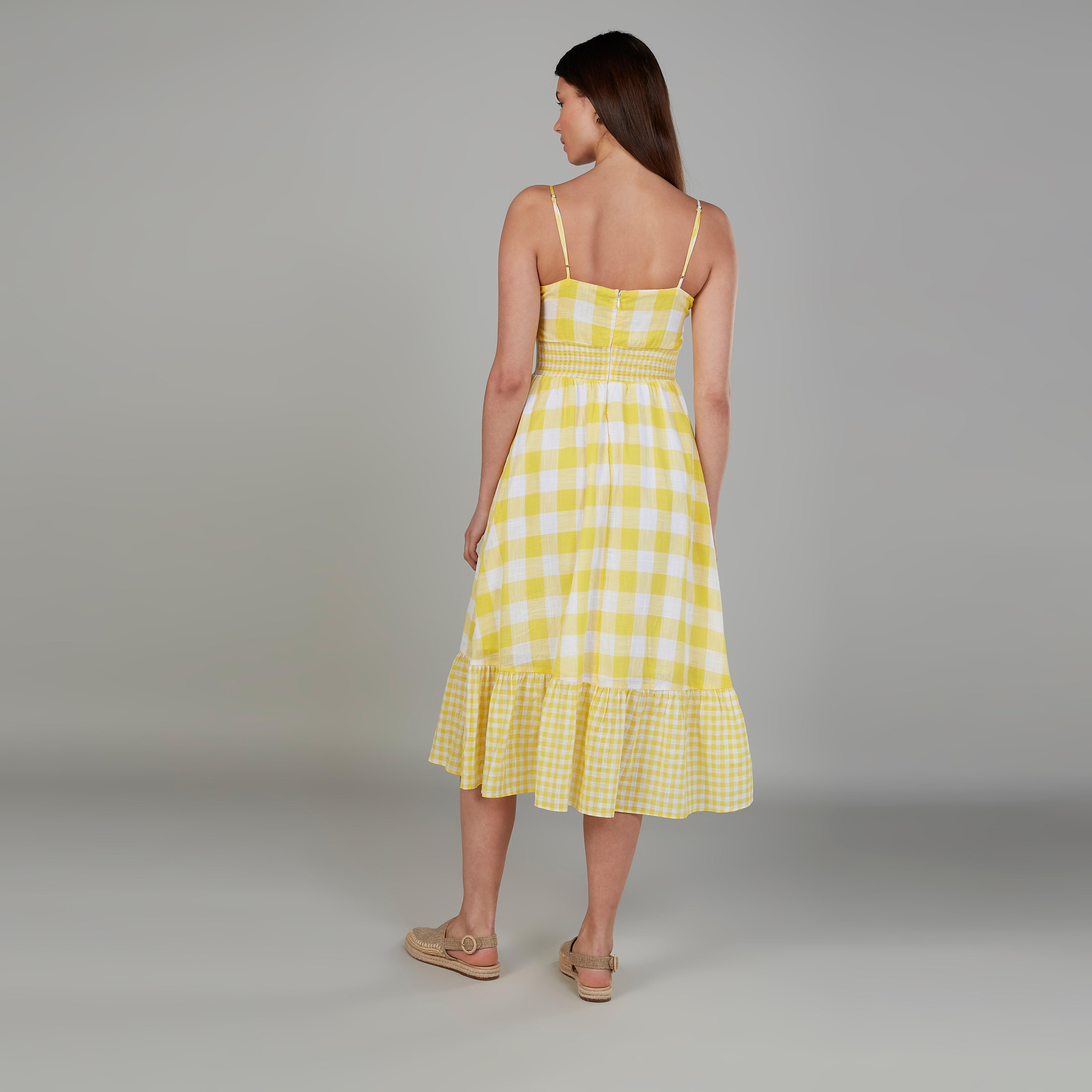 Chequered Midi A-line Dress with Straps-women-clothing-dresses-image-4