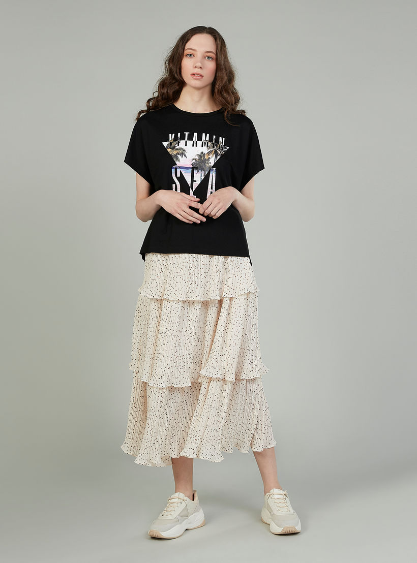 Printed T-shirt with Round Neck and Short Sleeves-women-clothing-tshirts-image-2