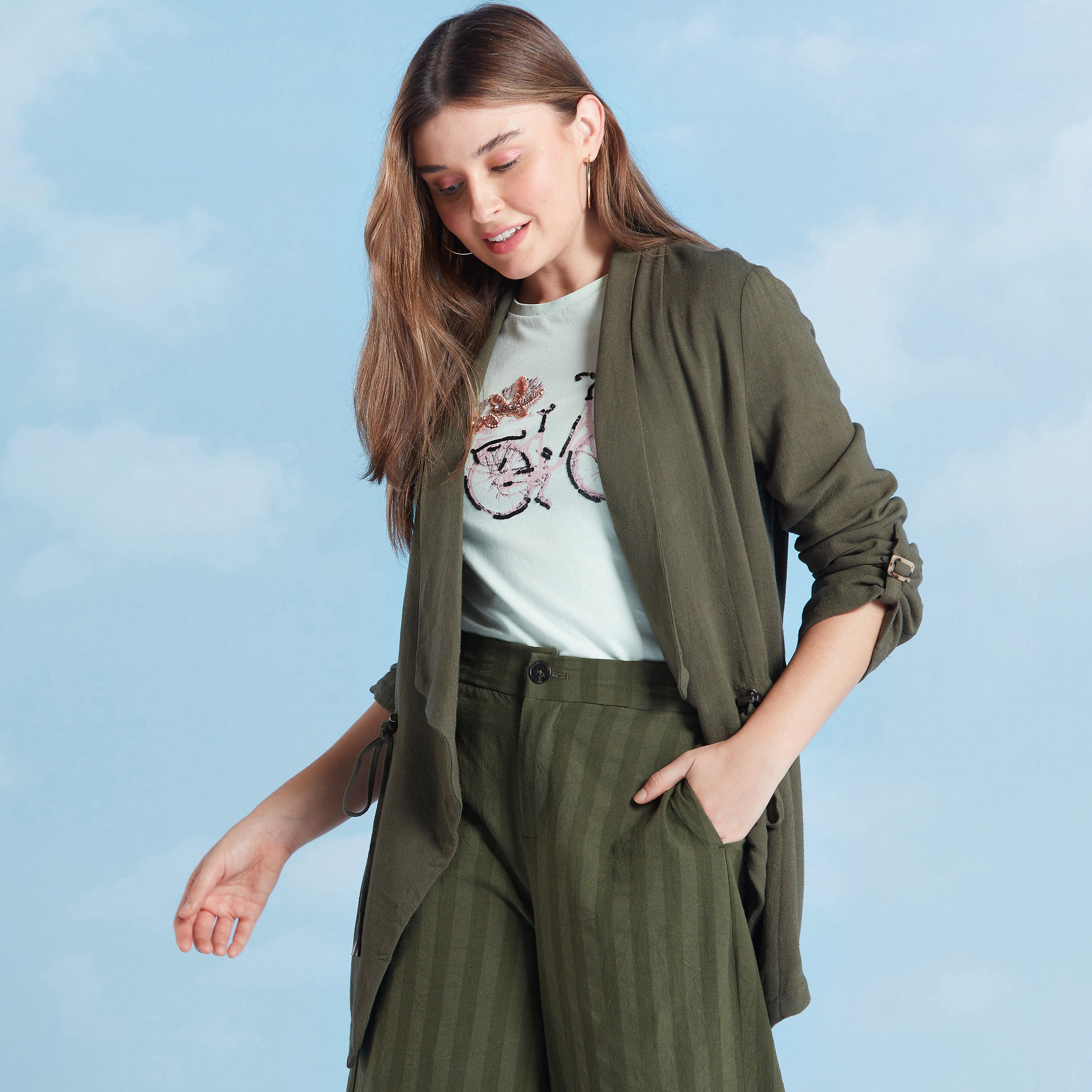 جاكيت سادة بأكمام طويلة ورباط-women-winterwear-coatsandjackets-jackets-image-4