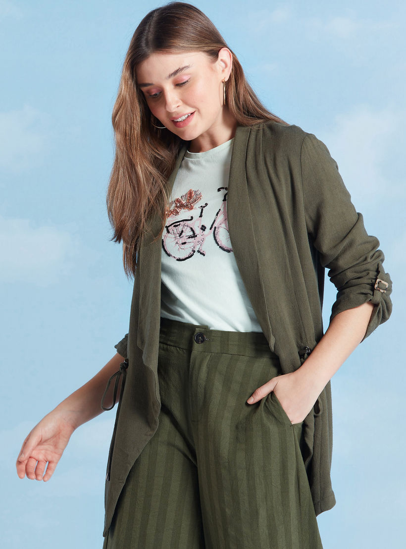 جاكيت سادة بأكمام طويلة ورباط-women-winterwear-coatsandjackets-jackets-image-4