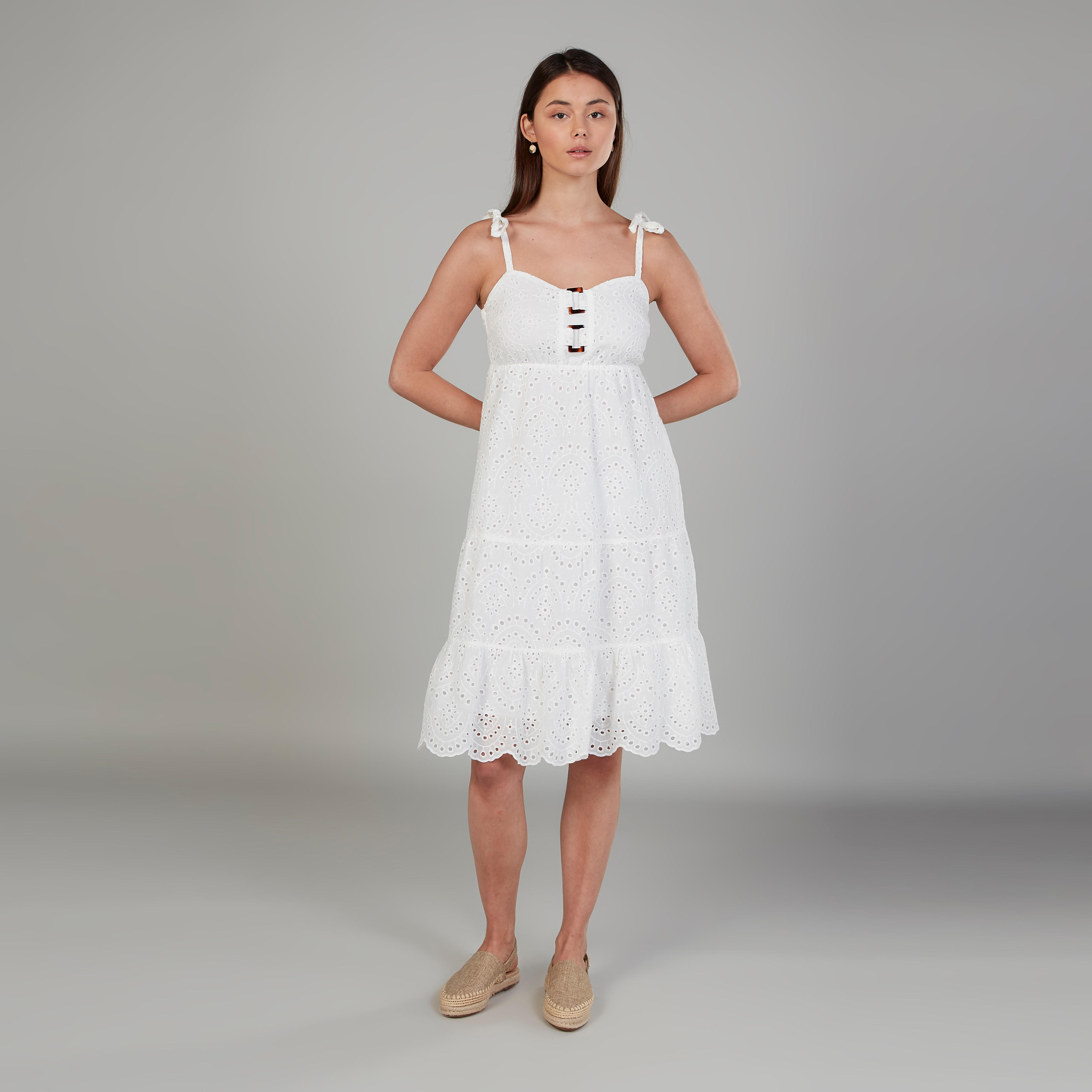 فستان دانتيل شيفلي ميدي ايه لاين بحمّالات-women-clothing-dresses-image-1