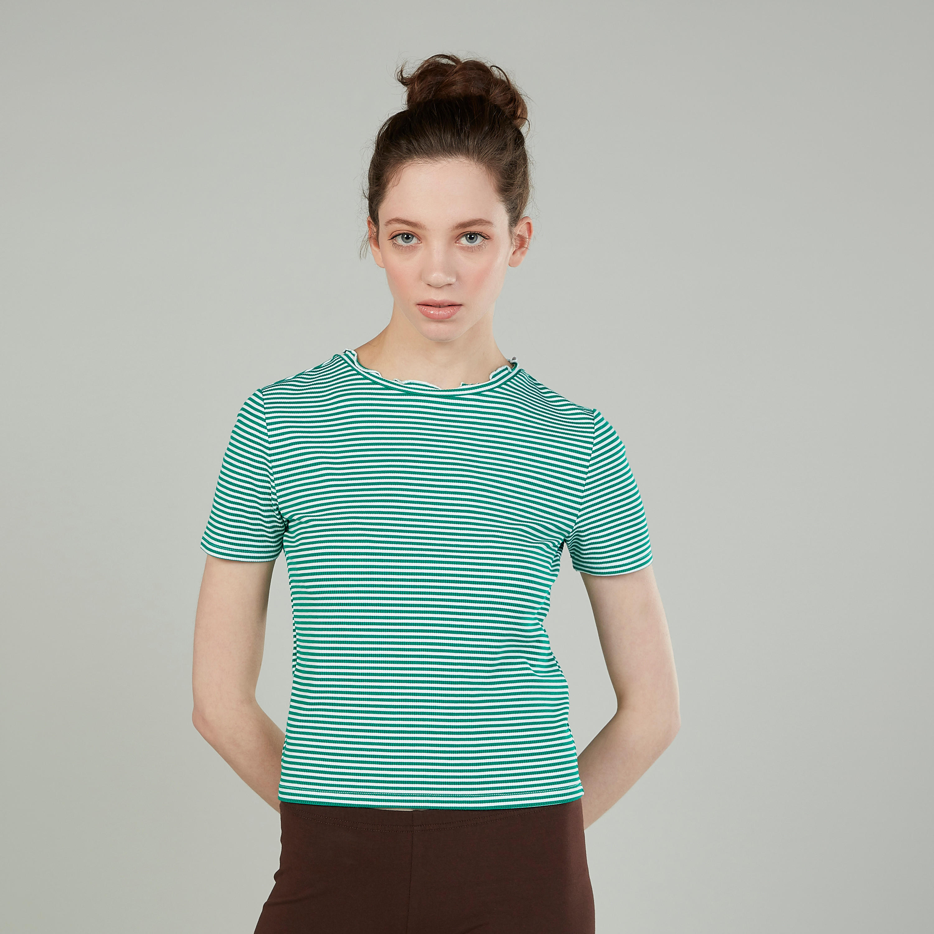 Striped T-shirt with Crew Neck and Short Sleeves-women-clothing-tshirts-image-1