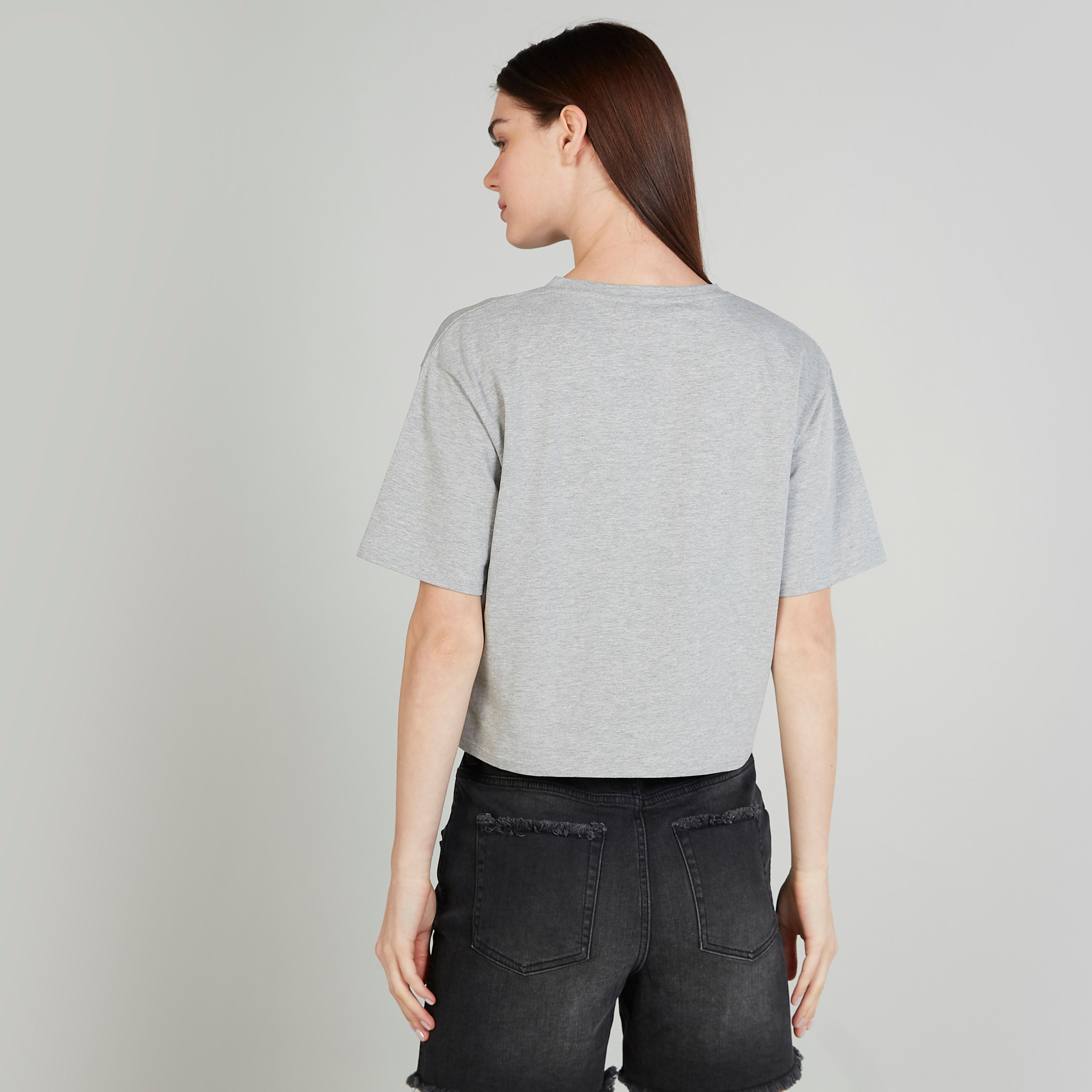 Printed Crop T-shirt with V-neck and Short Sleeves-women-clothing-tshirts-image-4