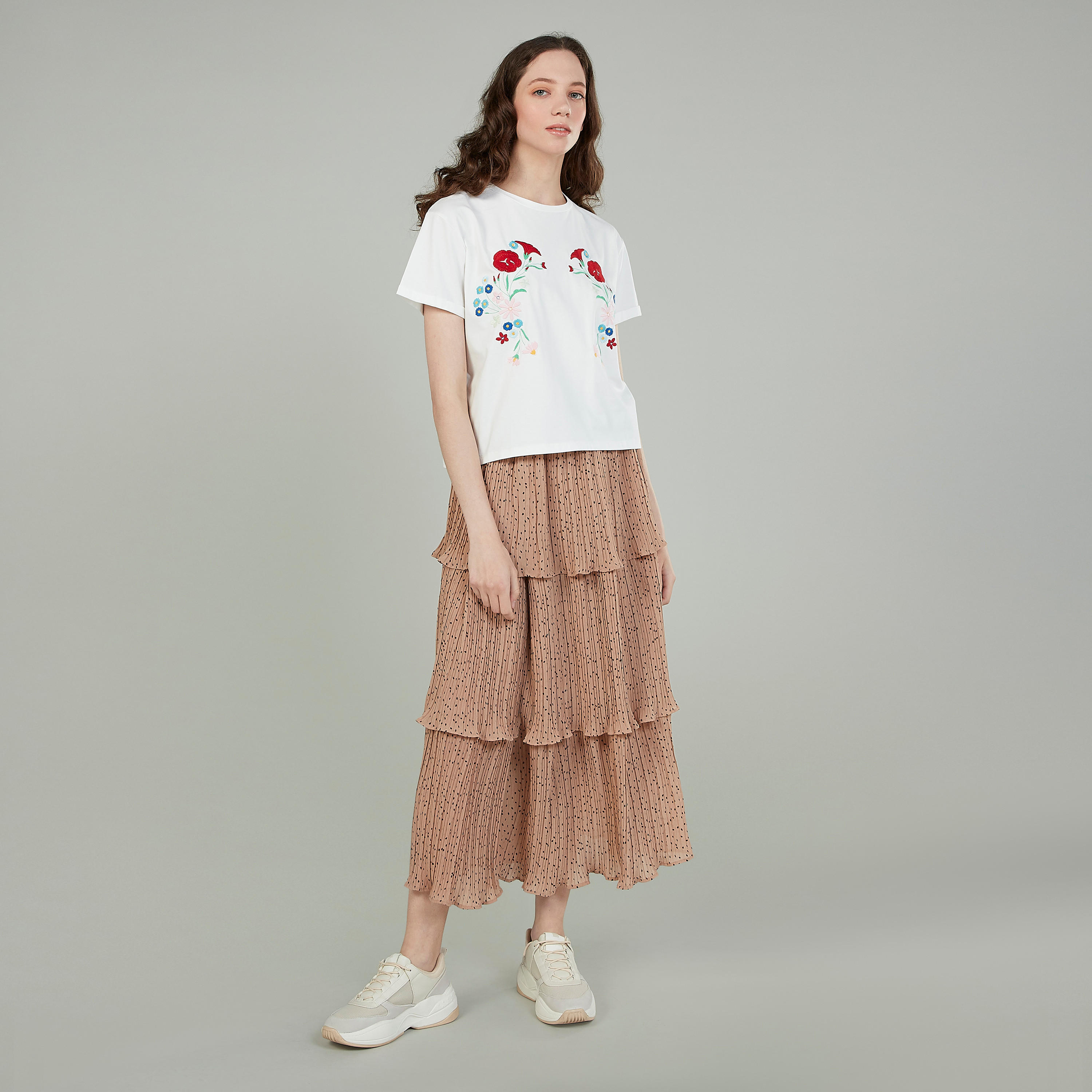Embroidered T-shirt with Crew Neck and Short Sleeves-women-clothing-tshirts-image-2