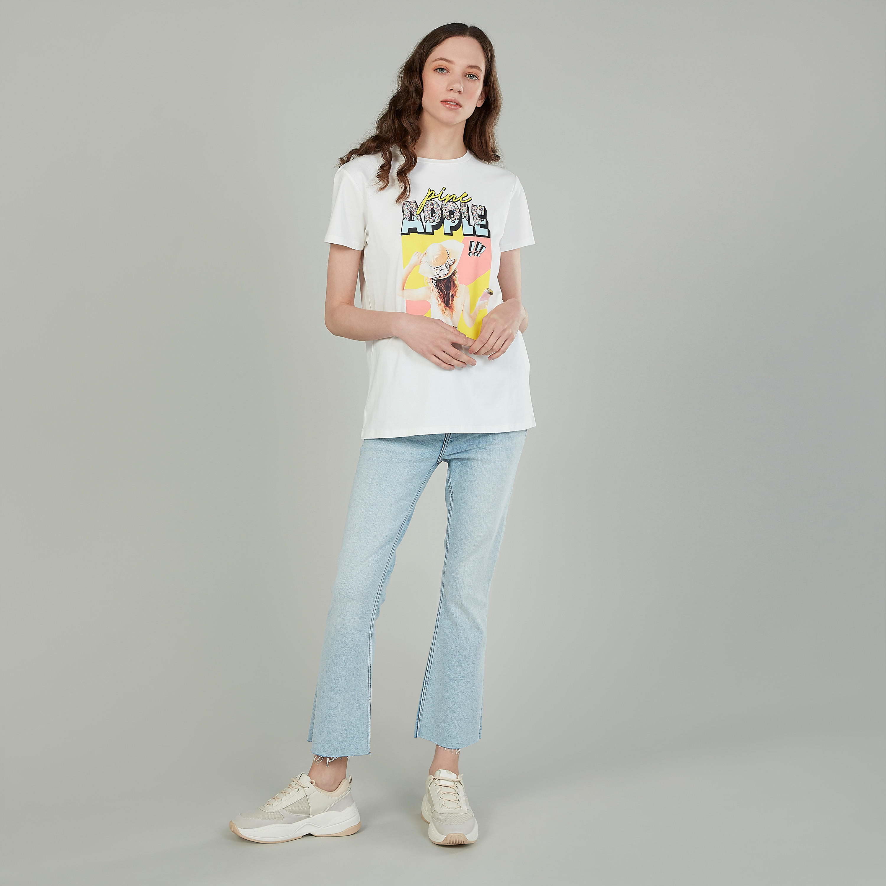 Printed T-shirt with Round Neck and Short Sleeves-women-clothing-tshirts-image-2