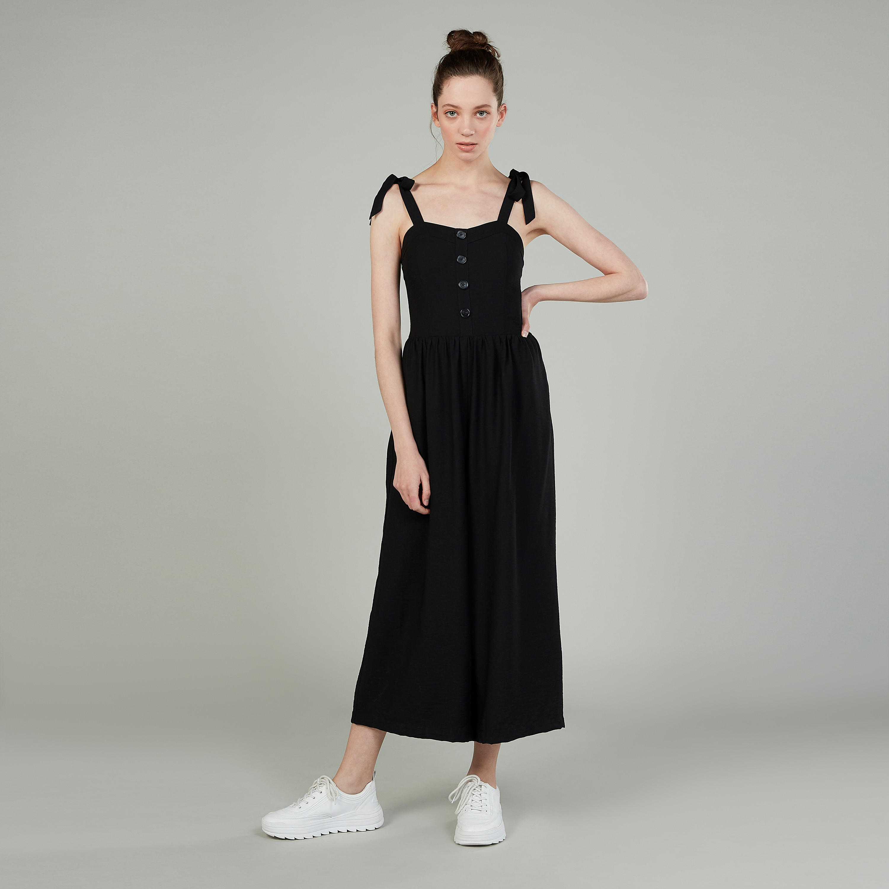 آفرول بارز الملمس بحزام وتفاصيل سموكينج-women-clothing-jumpsuits-image-1