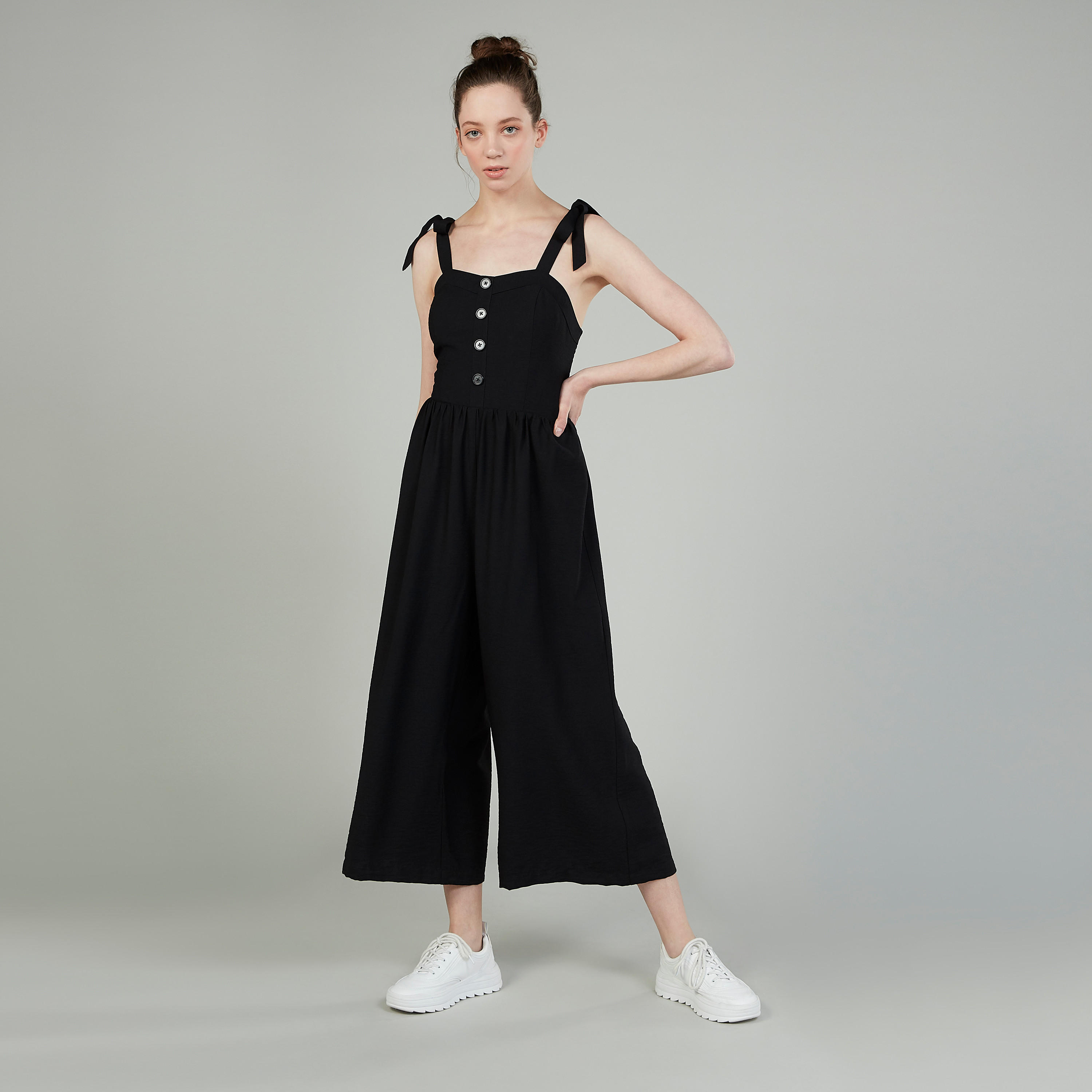 آفرول بارز الملمس بحزام وتفاصيل سموكينج-women-clothing-jumpsuits-image-2