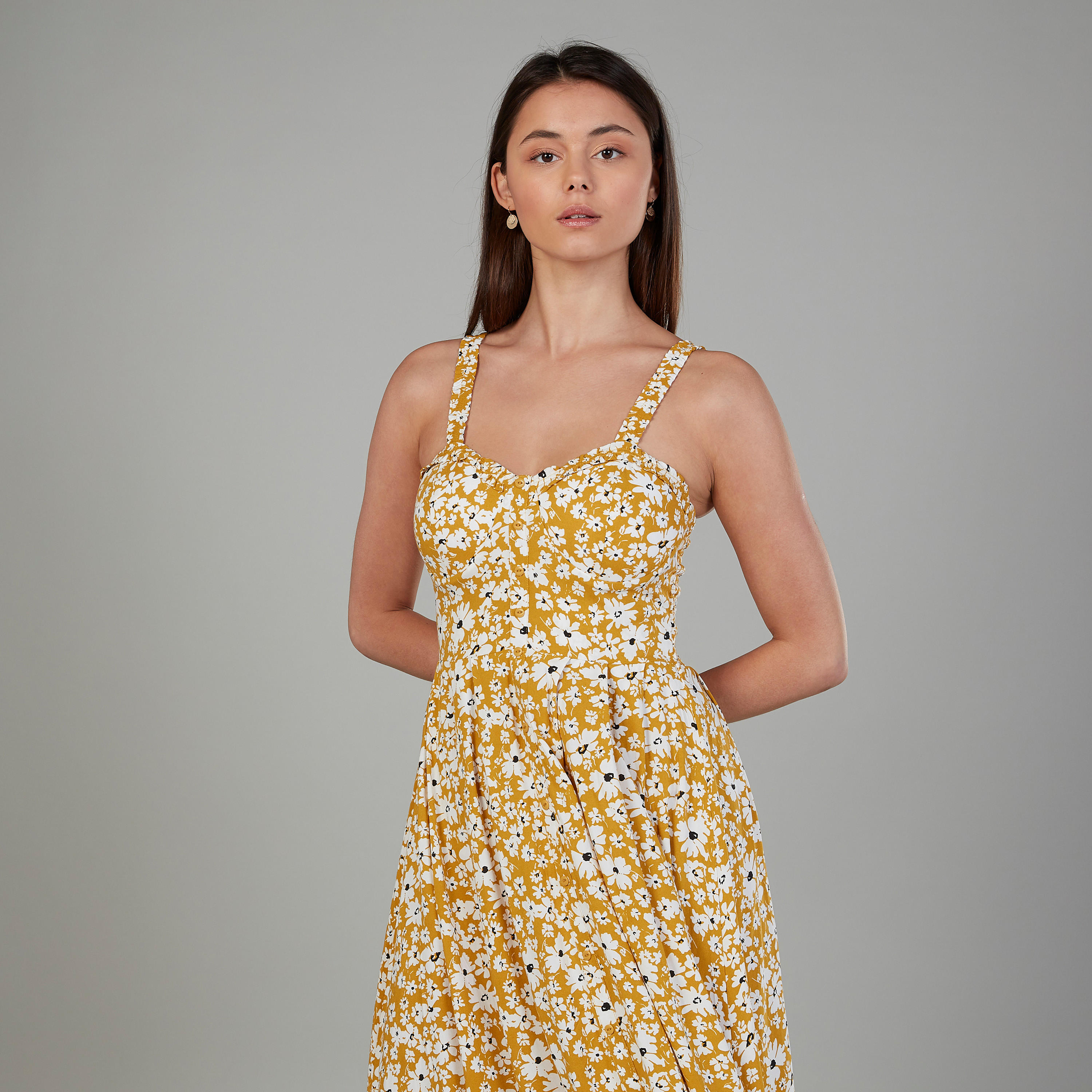 فستان ميدي ايه لاين بحمالات وطبعات زهرية-women-clothing-dresses-image-3