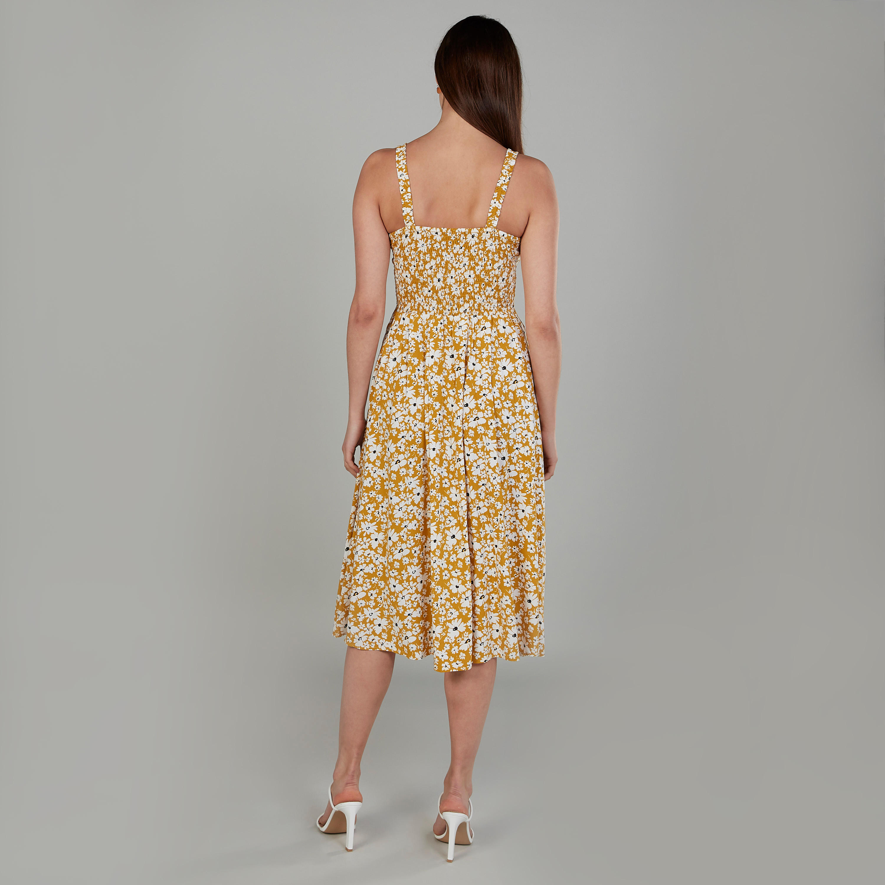 فستان ميدي ايه لاين بحمالات وطبعات زهرية-women-clothing-dresses-image-1