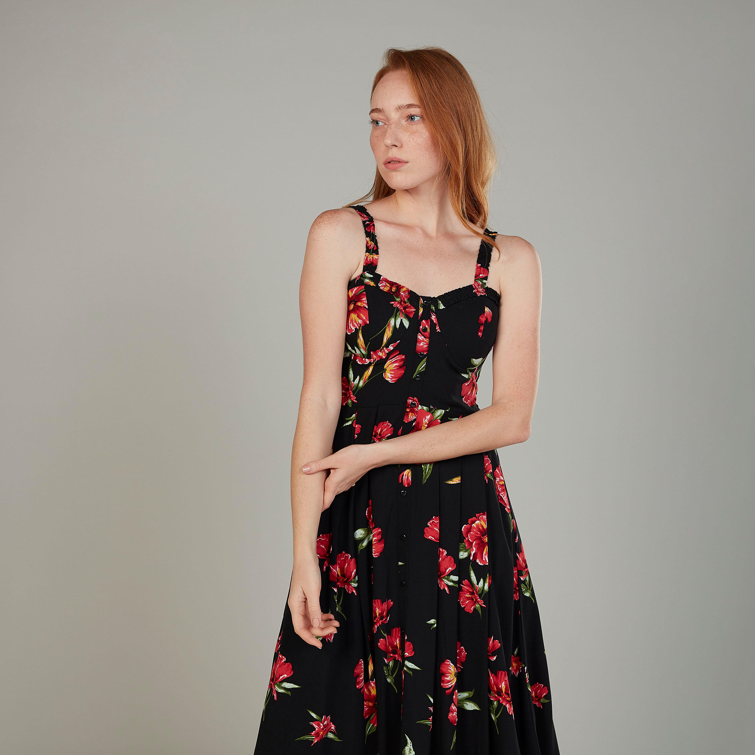 Printed Midi A-line Dress with Straps-women-clothing-dresses-image-3