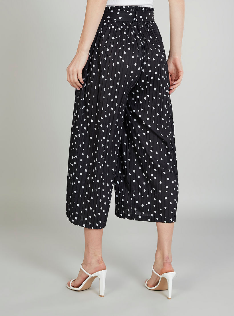Polka Dot Mid-Rise Culottes with Paper Bag Waist and Pocket Detail-women-clothing-bottoms-trousers-image-4