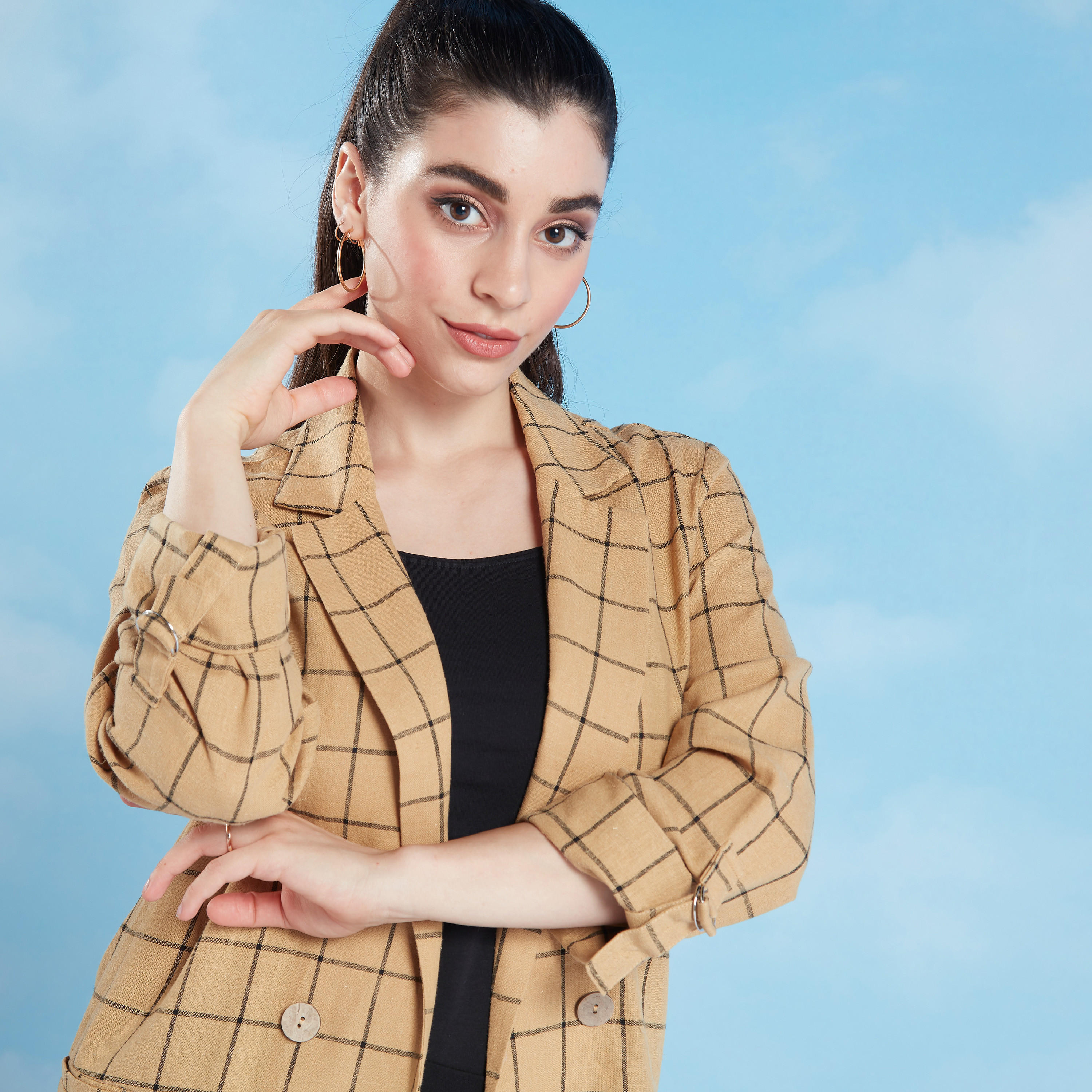 جاكيت كاروهات بأكمام طويلة-women-winterwear-coatsandjackets-jackets-image-3