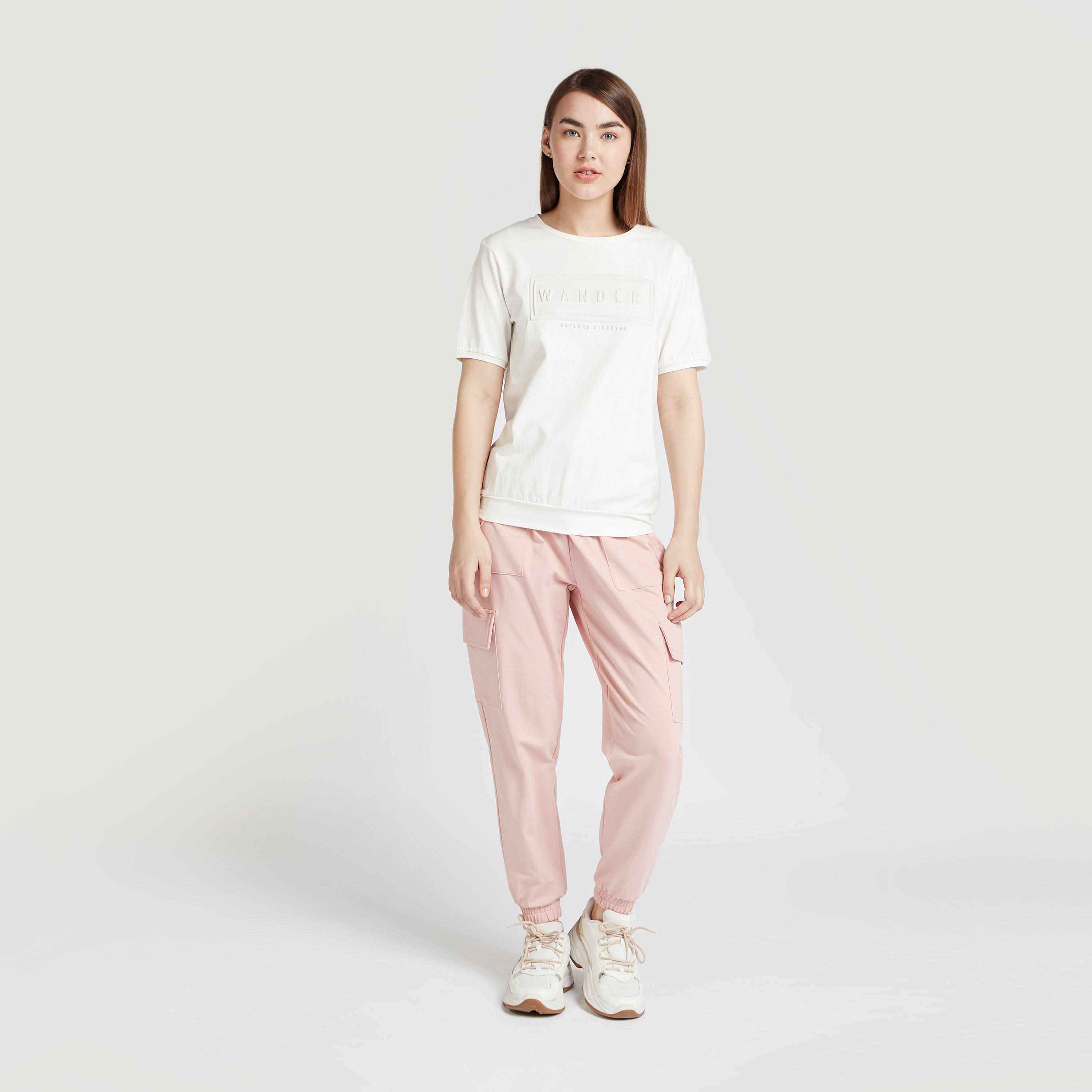 بنطلون رياضي سادة بجيوب وخصر مطّاطي-women-clothing-bottoms-joggers-image-3