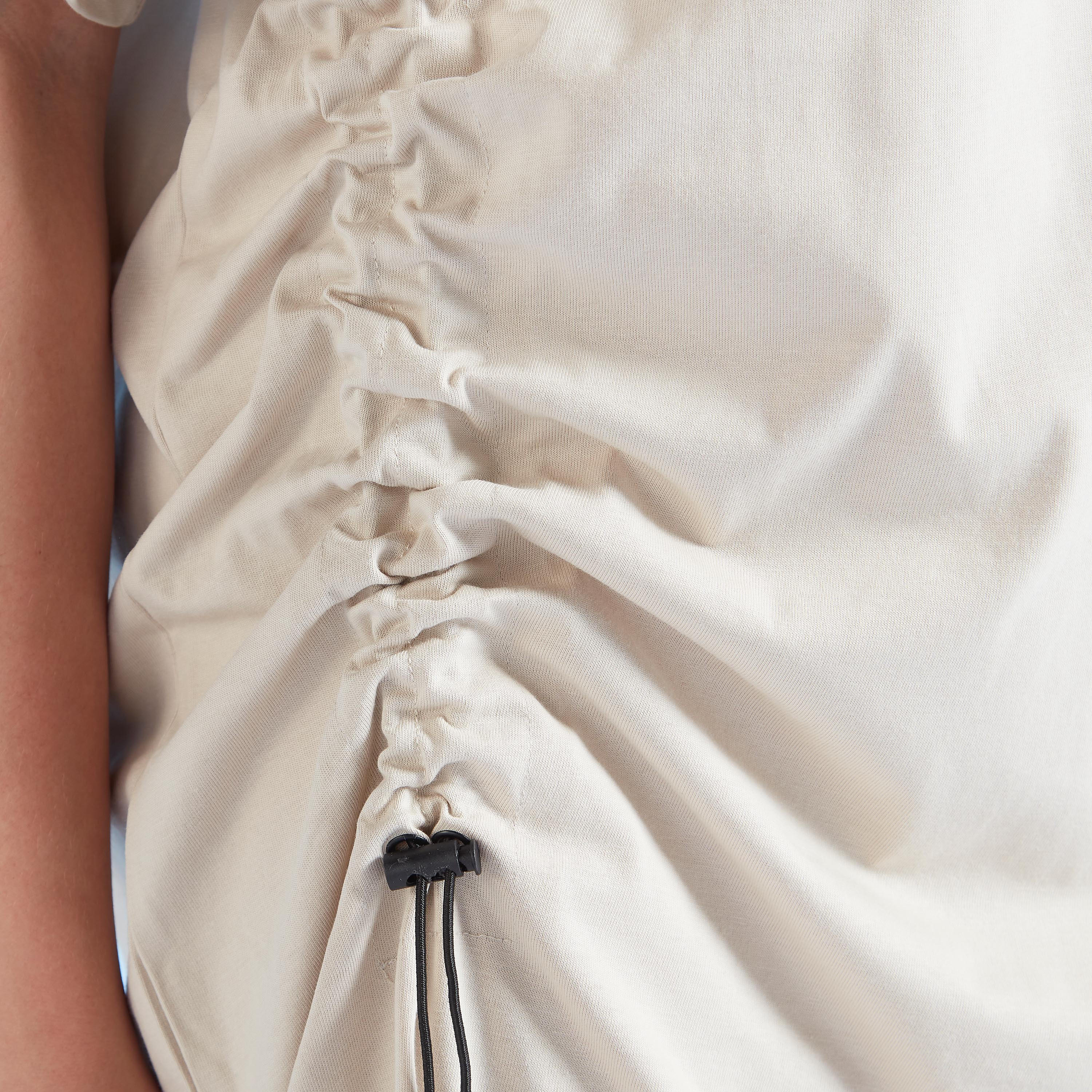 Solid Midi Dress with Short Sleeves and Drawstring-women-clothing-dresses-image-4