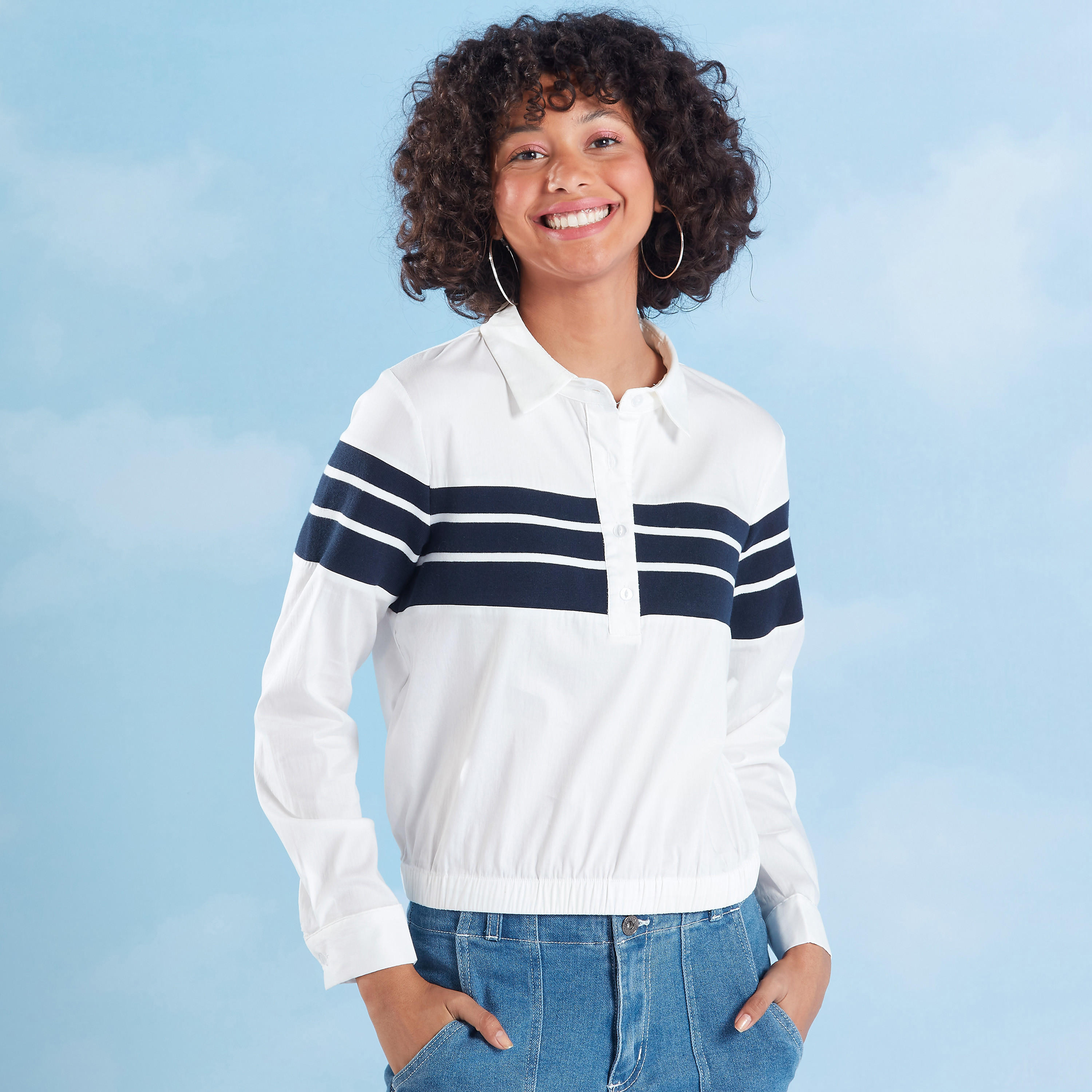 قميص بأكمام طويلة وأزرار-women-clothing-shirtsandblouses-shirts-image-1