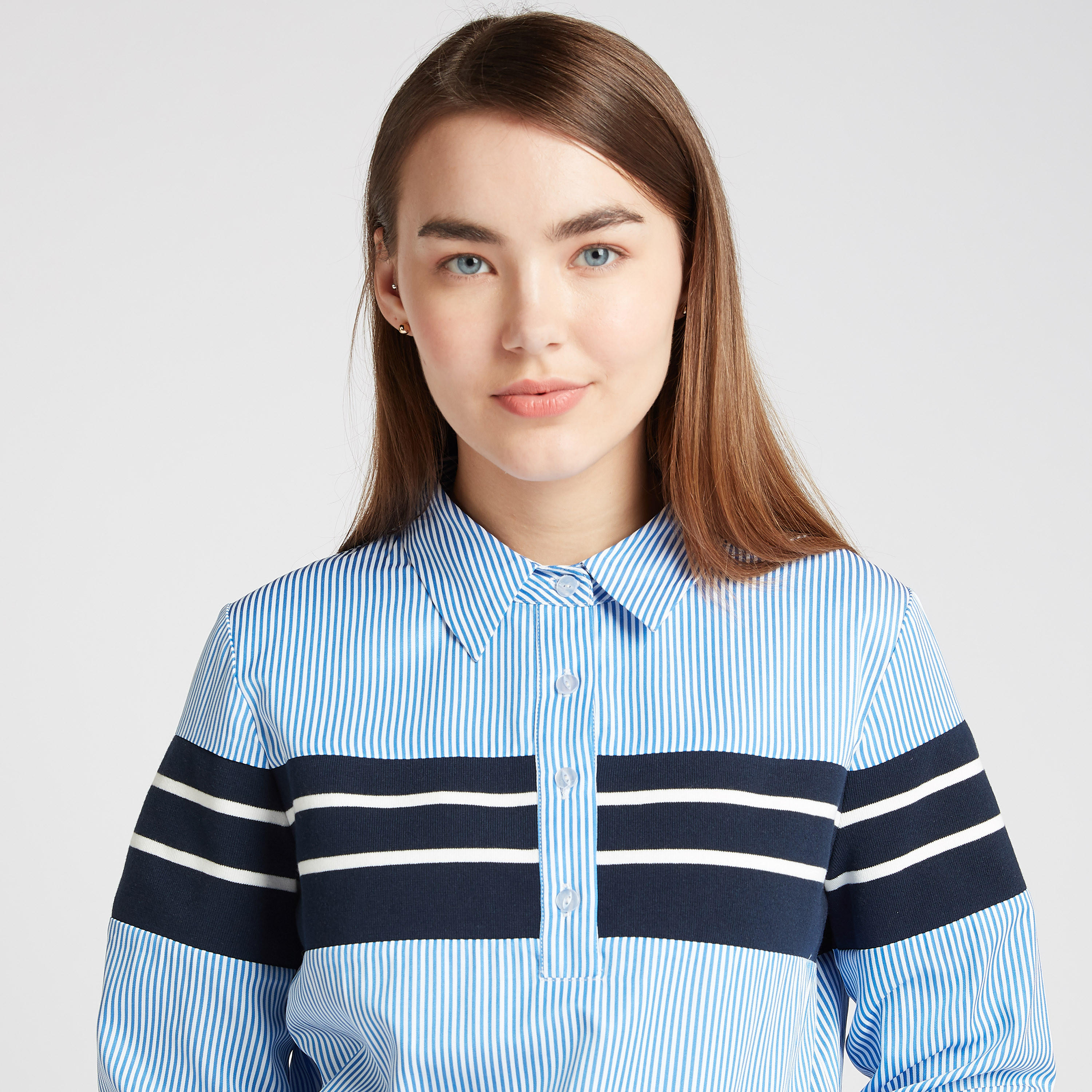 قميص مخطّط بأكمام طويلة ووصلة أزرار-women-clothing-shirtsandblouses-shirts-image-3