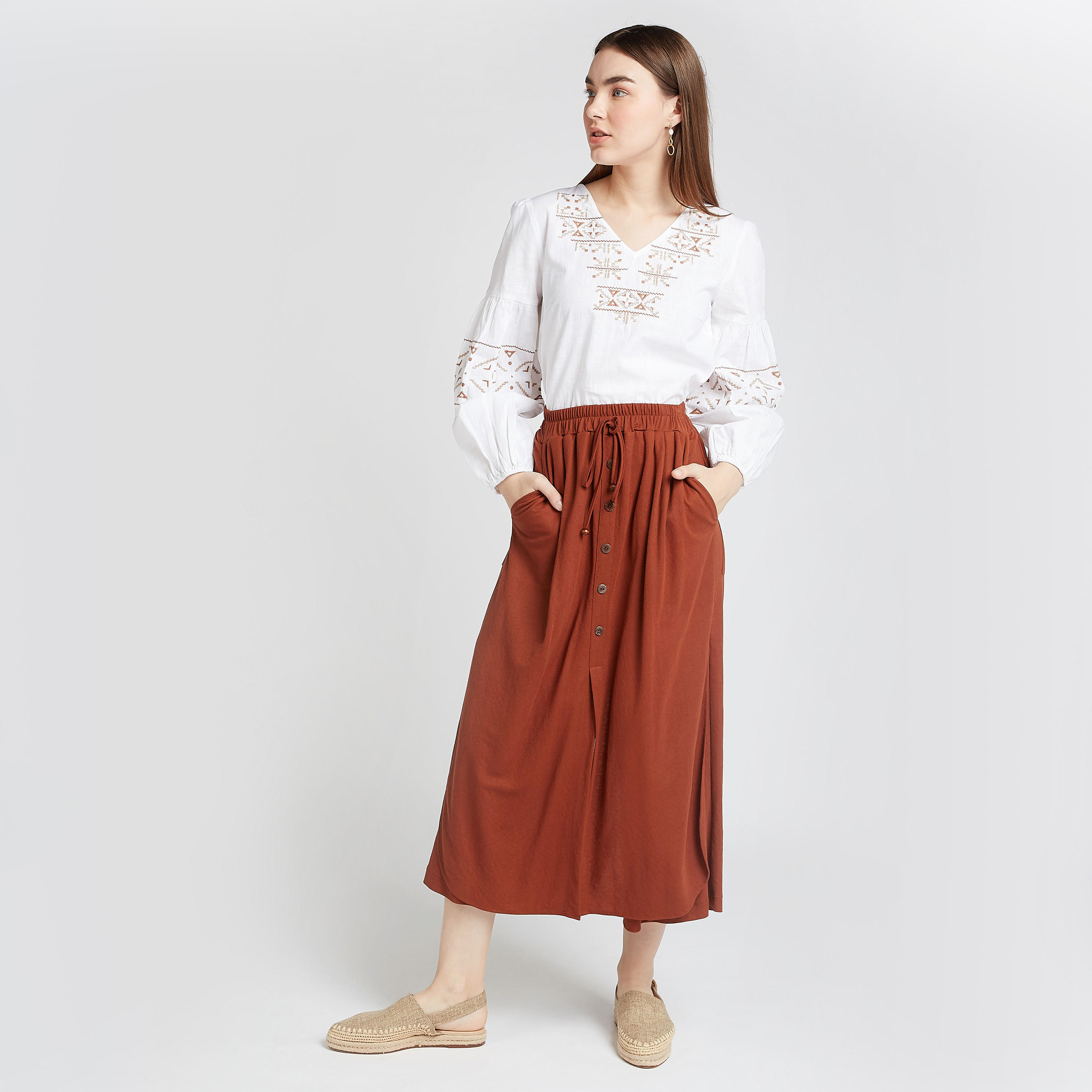 Embroidered Top with V-neck and Long Sleeves-women-clothing-shirtsandblouses-blouses-image-2