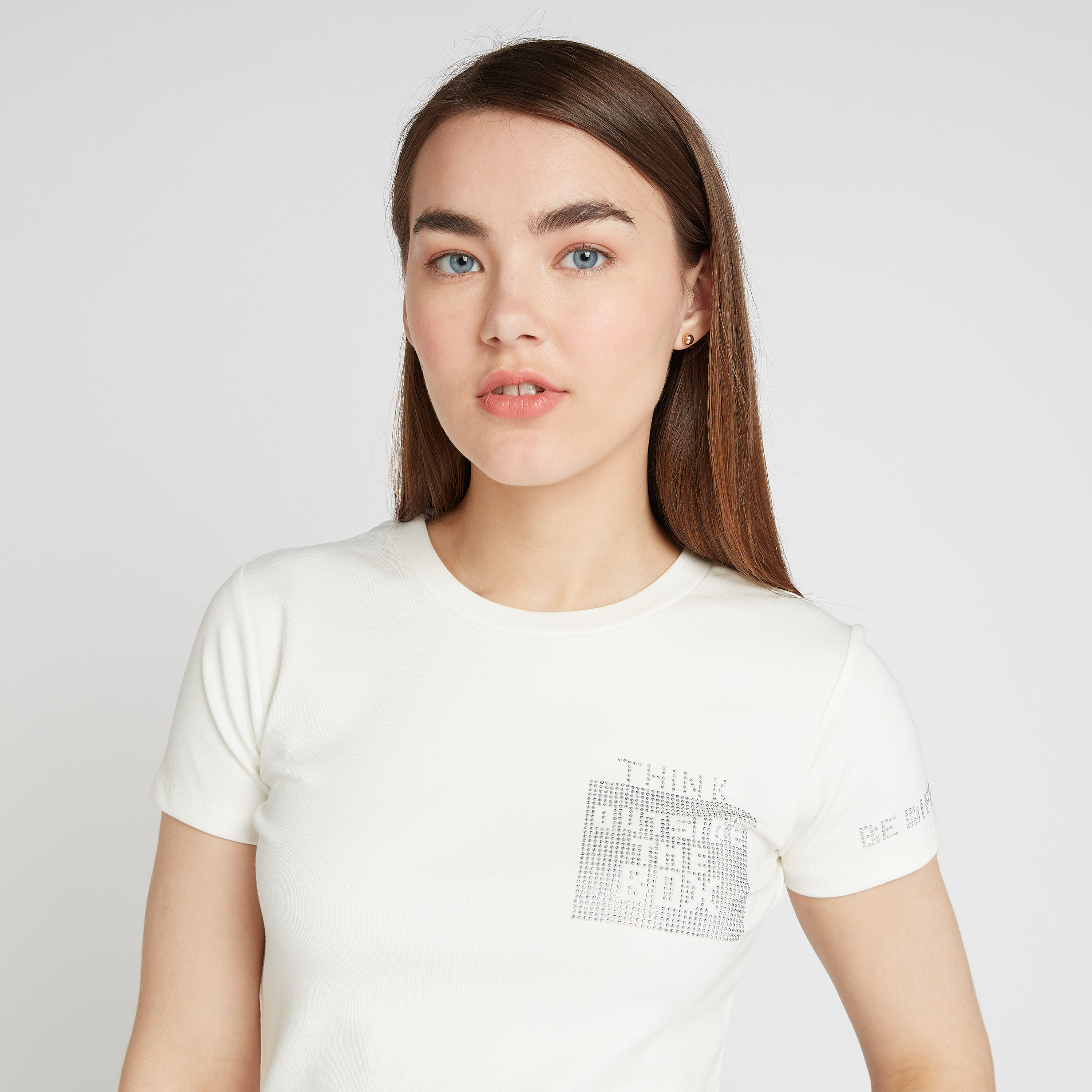 تيشيرت مزين بياقة ضيقة وأكمام قصيرة-women-clothing-tshirts-image-3