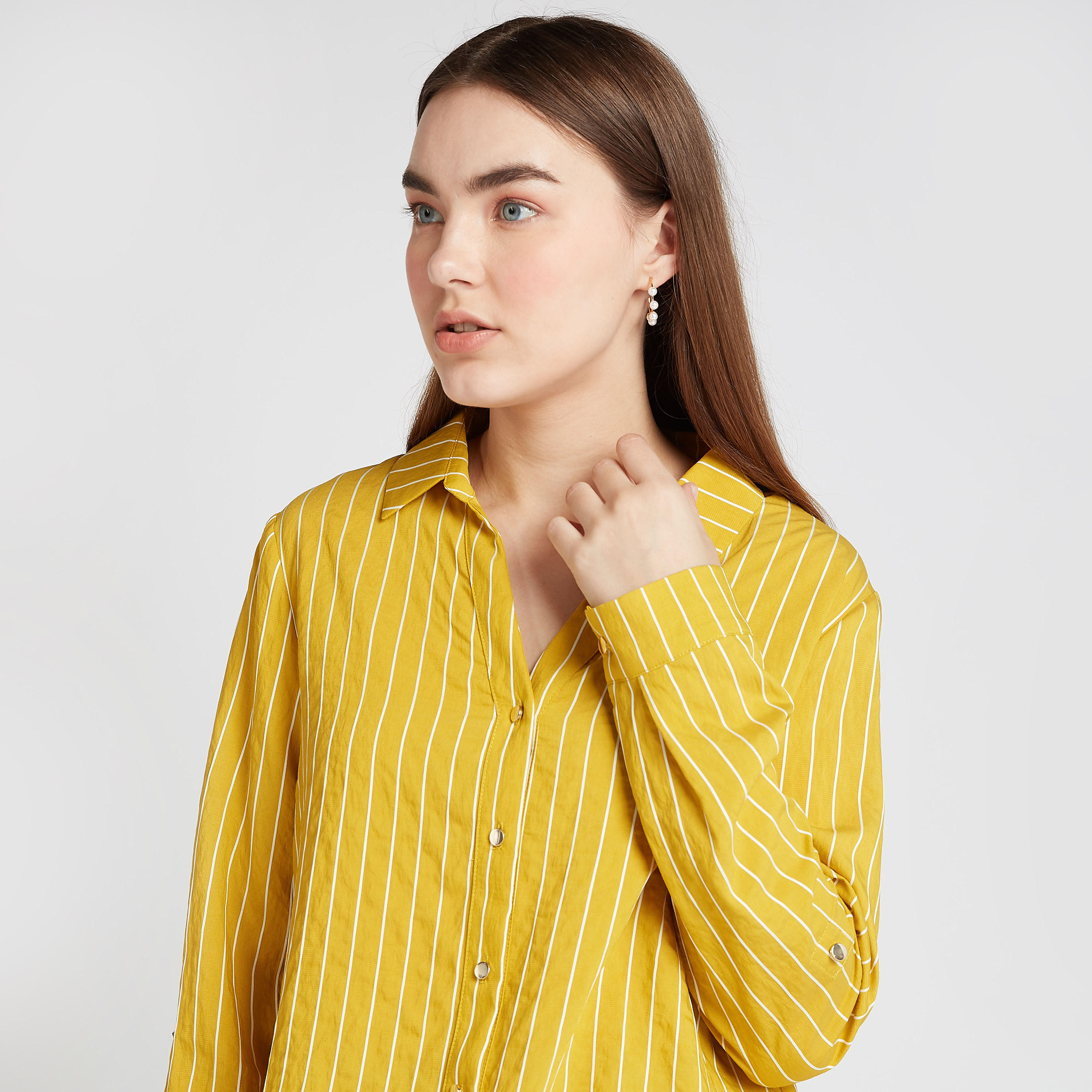 قميص مخطط بياقة عاديّة وأكمام طويلة-women-clothing-shirtsandblouses-shirts-image-3