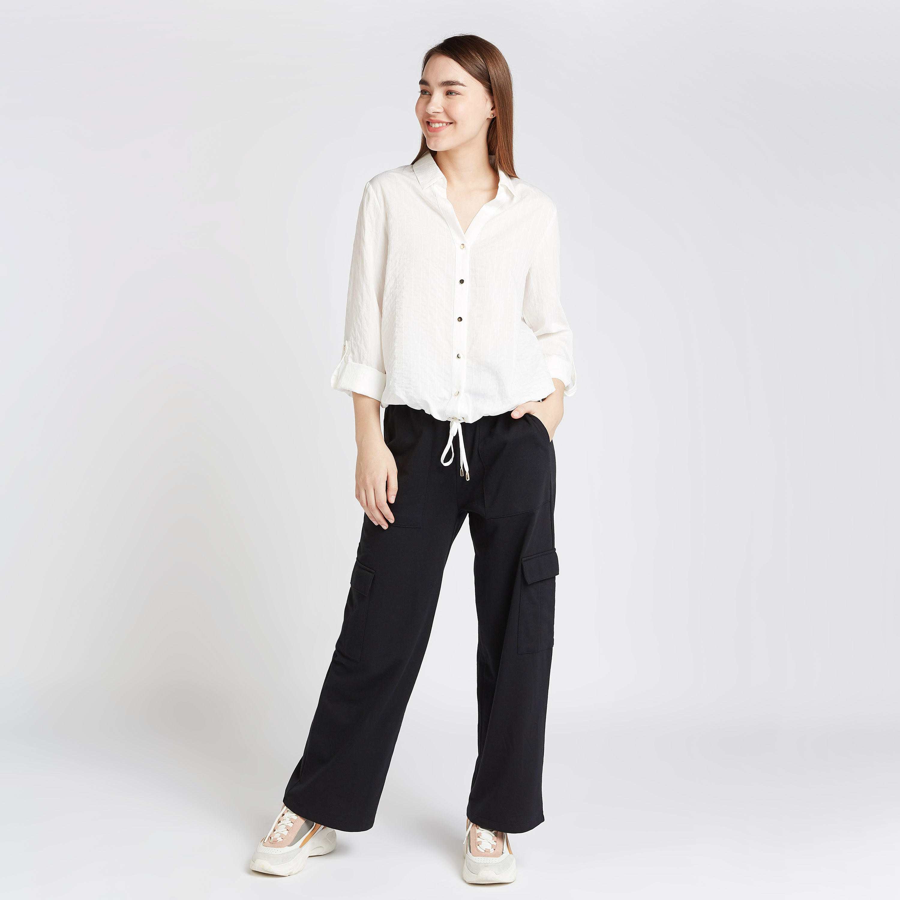 قميص مخطط بأكمام طويلة ولسان سحب بزر-women-clothing-shirtsandblouses-shirts-image-3