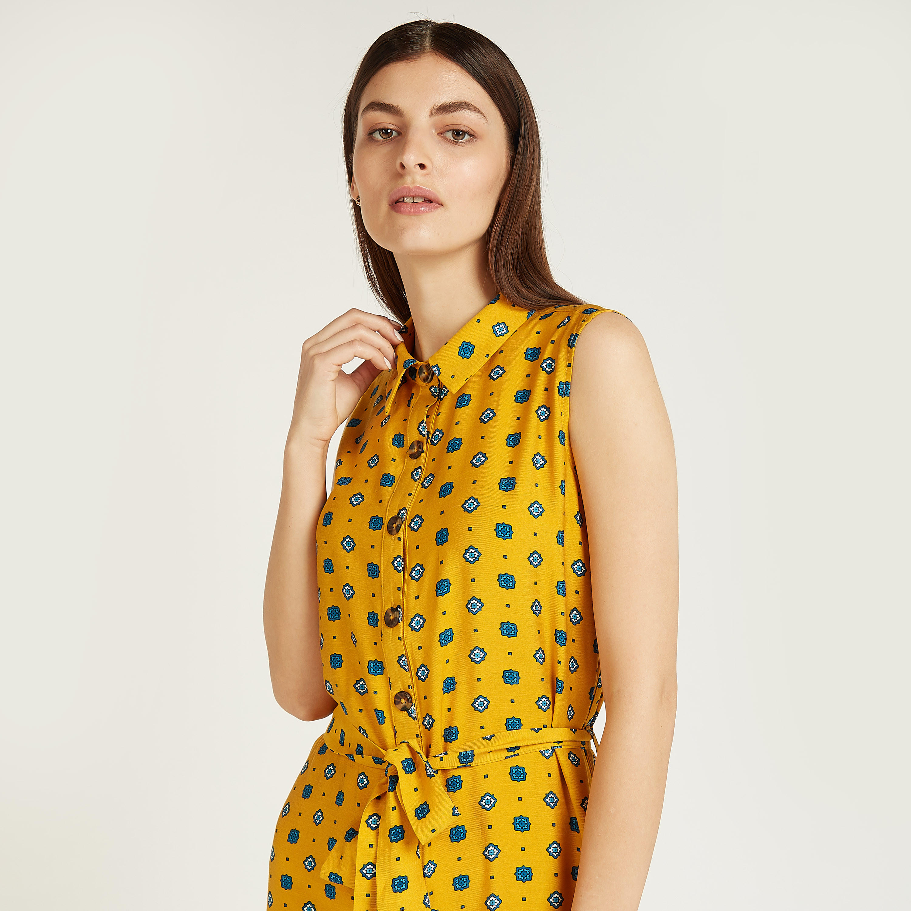 فستان قميص ميدي دون أكمام بطبعات وياقة عادية وأربطة-women-clothing-dresses-image-3