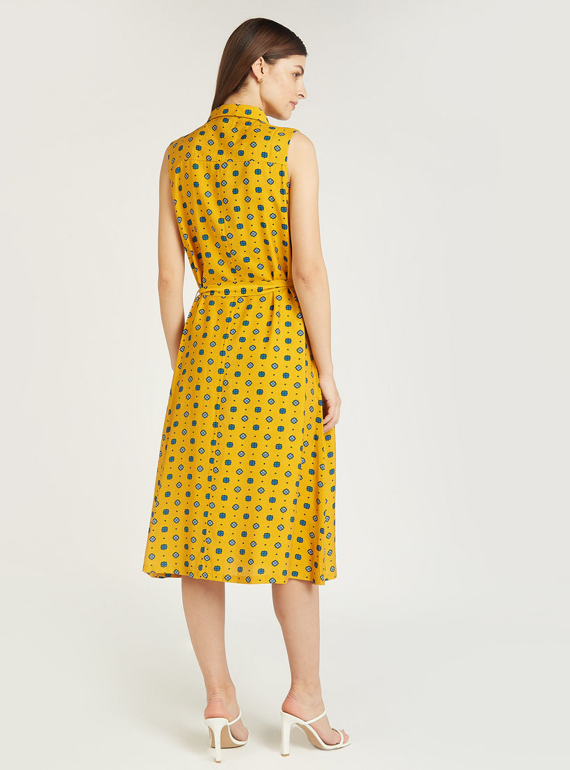 فستان قميص ميدي دون أكمام بطبعات وياقة عادية وأربطة-women-clothing-dresses-image-4