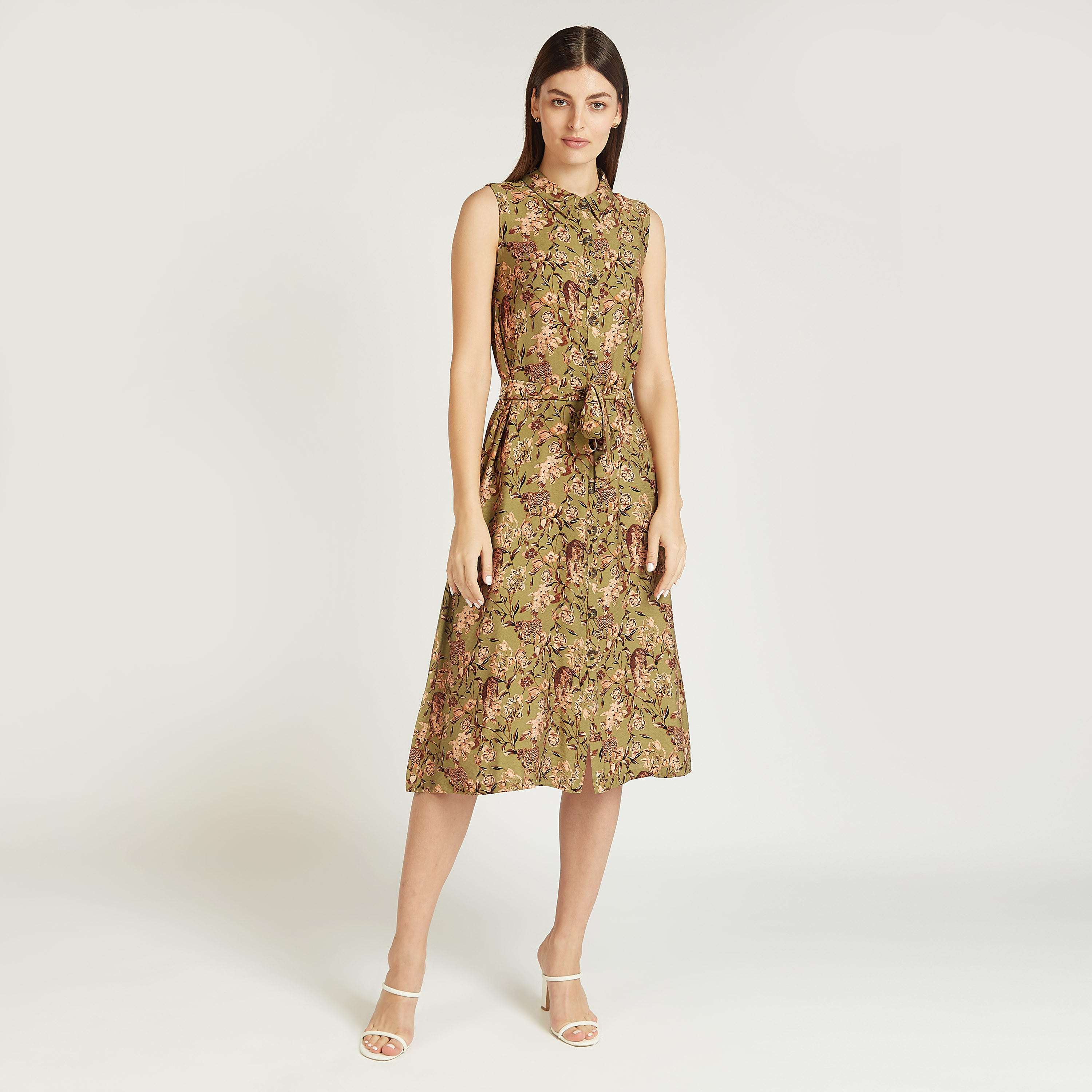 فستان قميص ميدي دون أكمام بطبعات وياقة عادية وأربطة-women-clothing-dresses-image-2